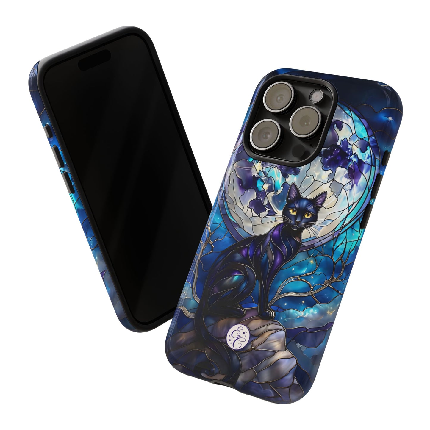 Stained Glass Black Cat Tough Phone Case