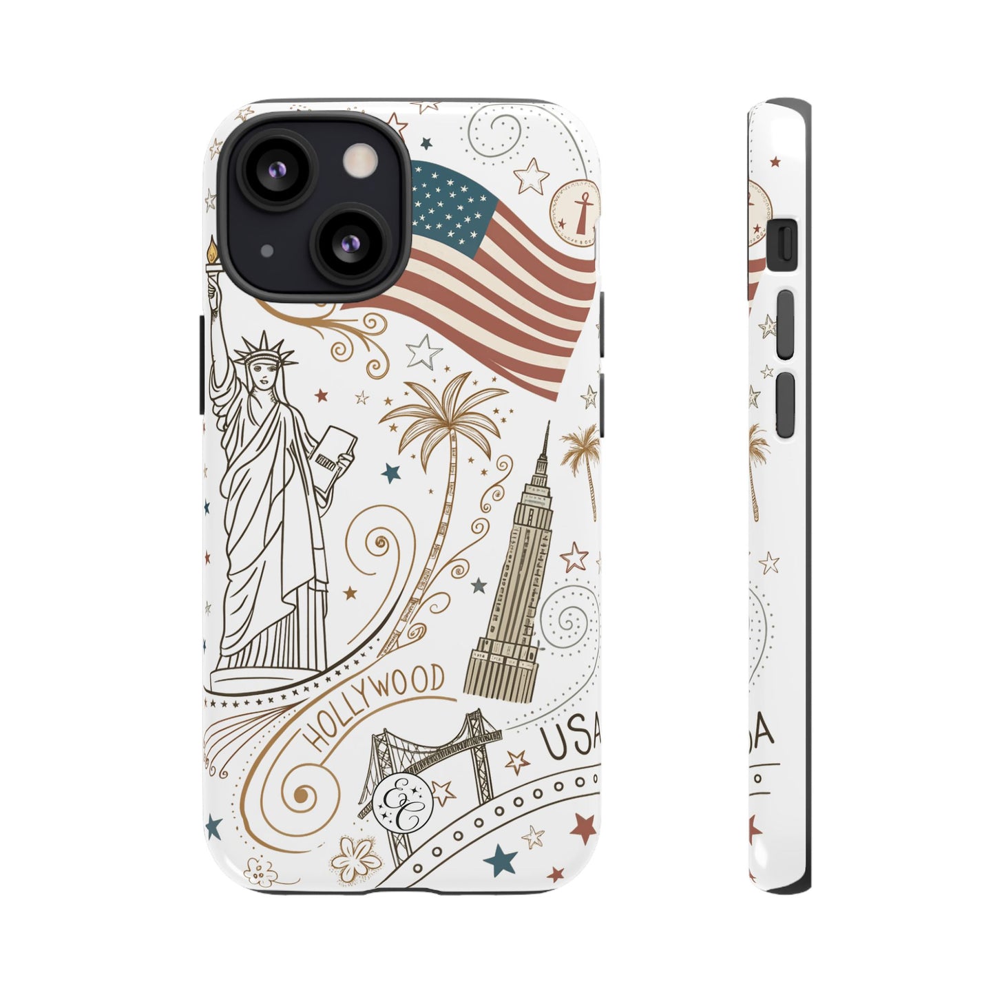 USA Landmarks Boho Doodle Tough Phone Case