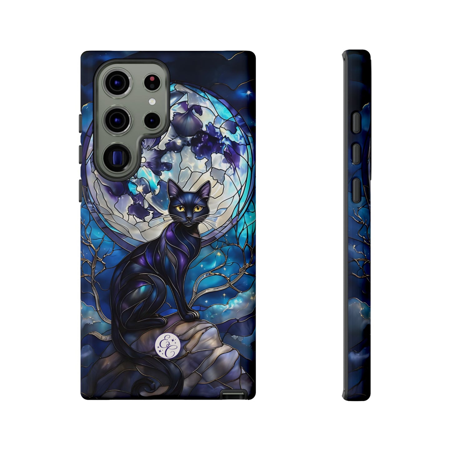 Stained Glass Black Cat Tough Phone Case