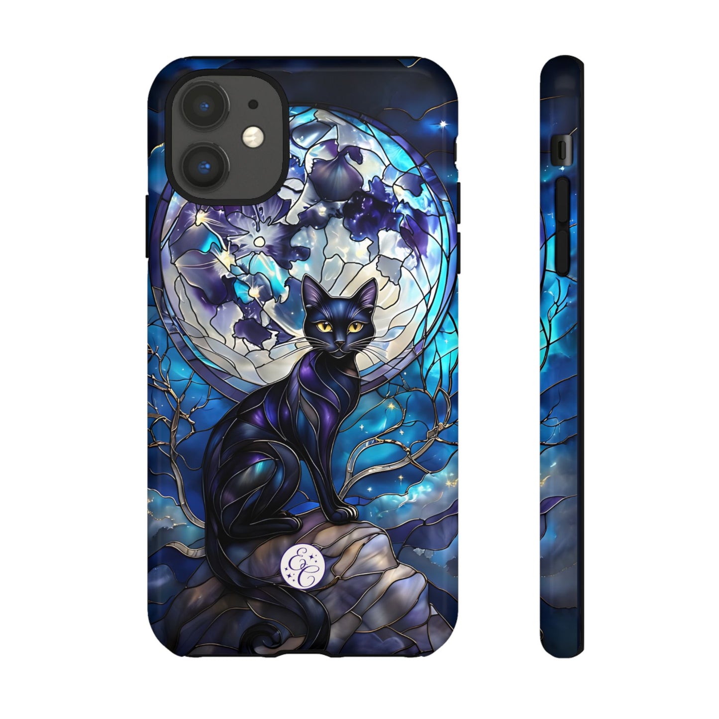 Stained Glass Black Cat Tough Phone Case