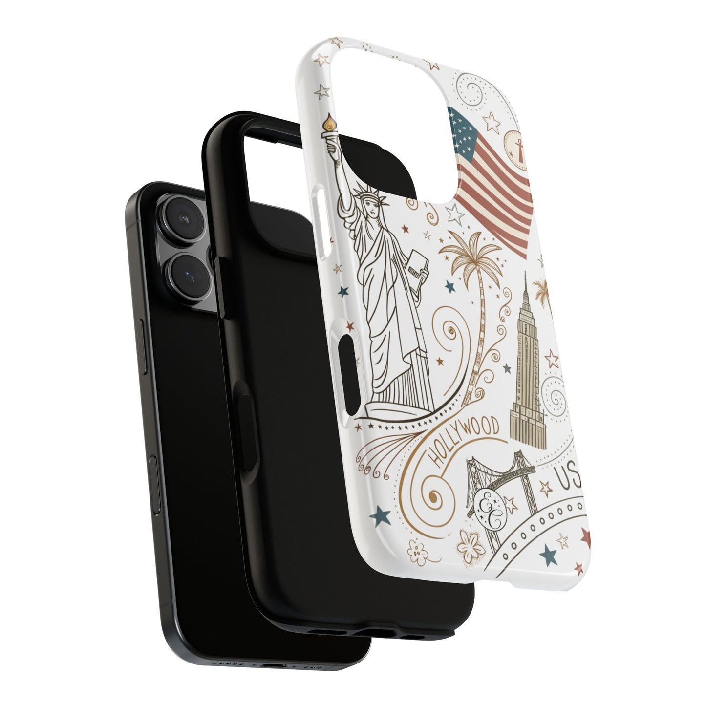 USA Landmarks Boho Doodle Tough Phone Case