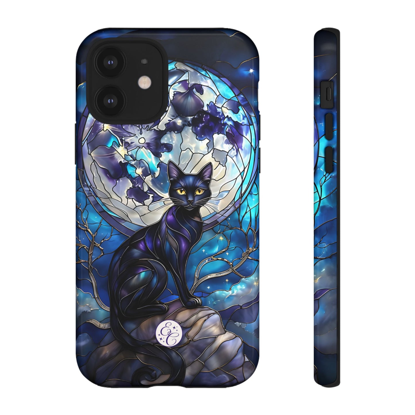 Stained Glass Black Cat Tough Phone Case