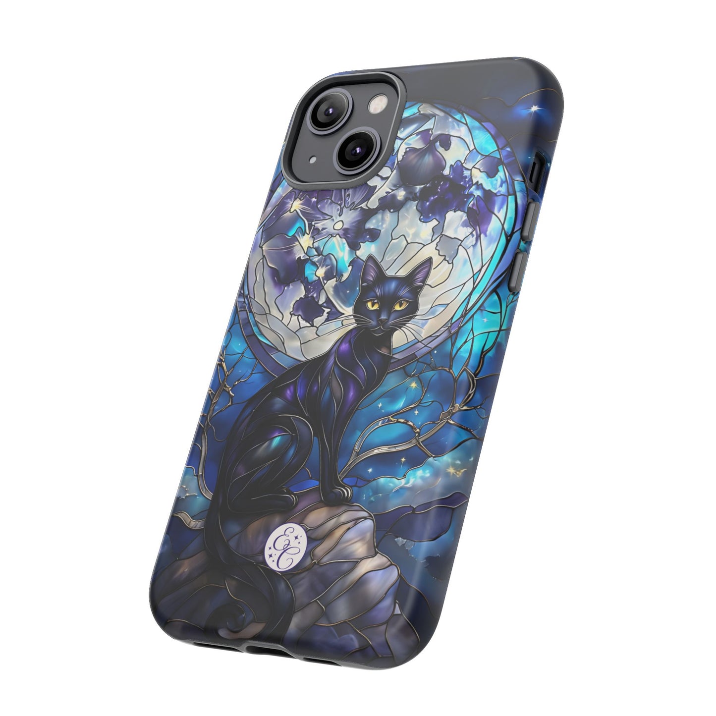 Stained Glass Black Cat Tough Phone Case