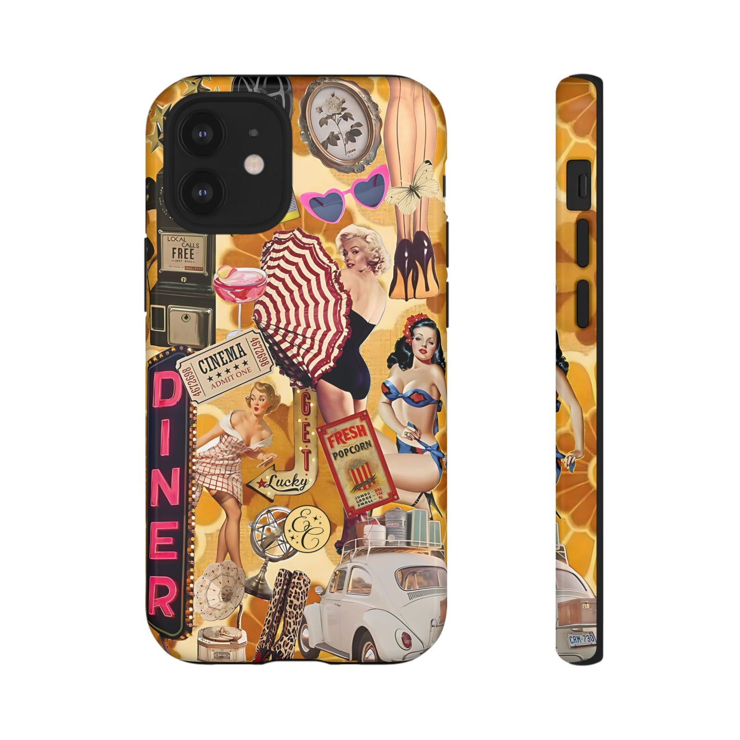 Retro Pin-up Collage Tough Phone Case