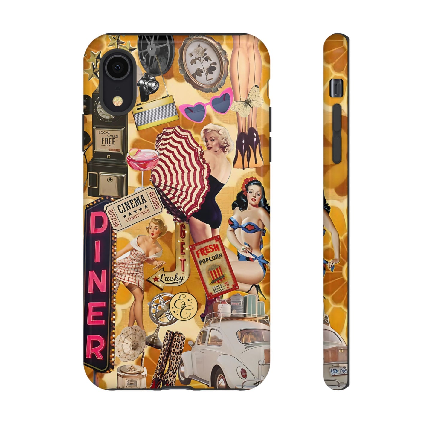 Retro Pin-up Collage Tough Phone Case
