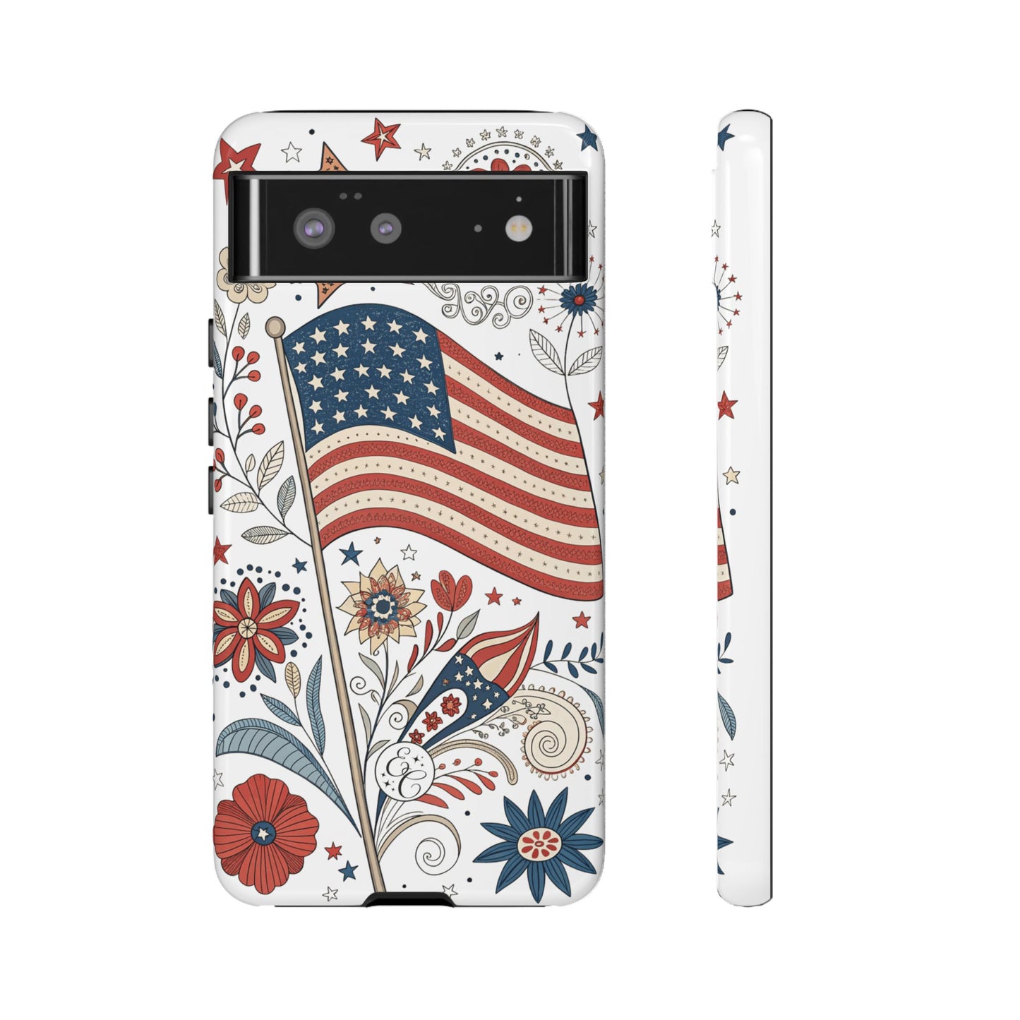 Boho USA Flag Floral Tough Phone Case