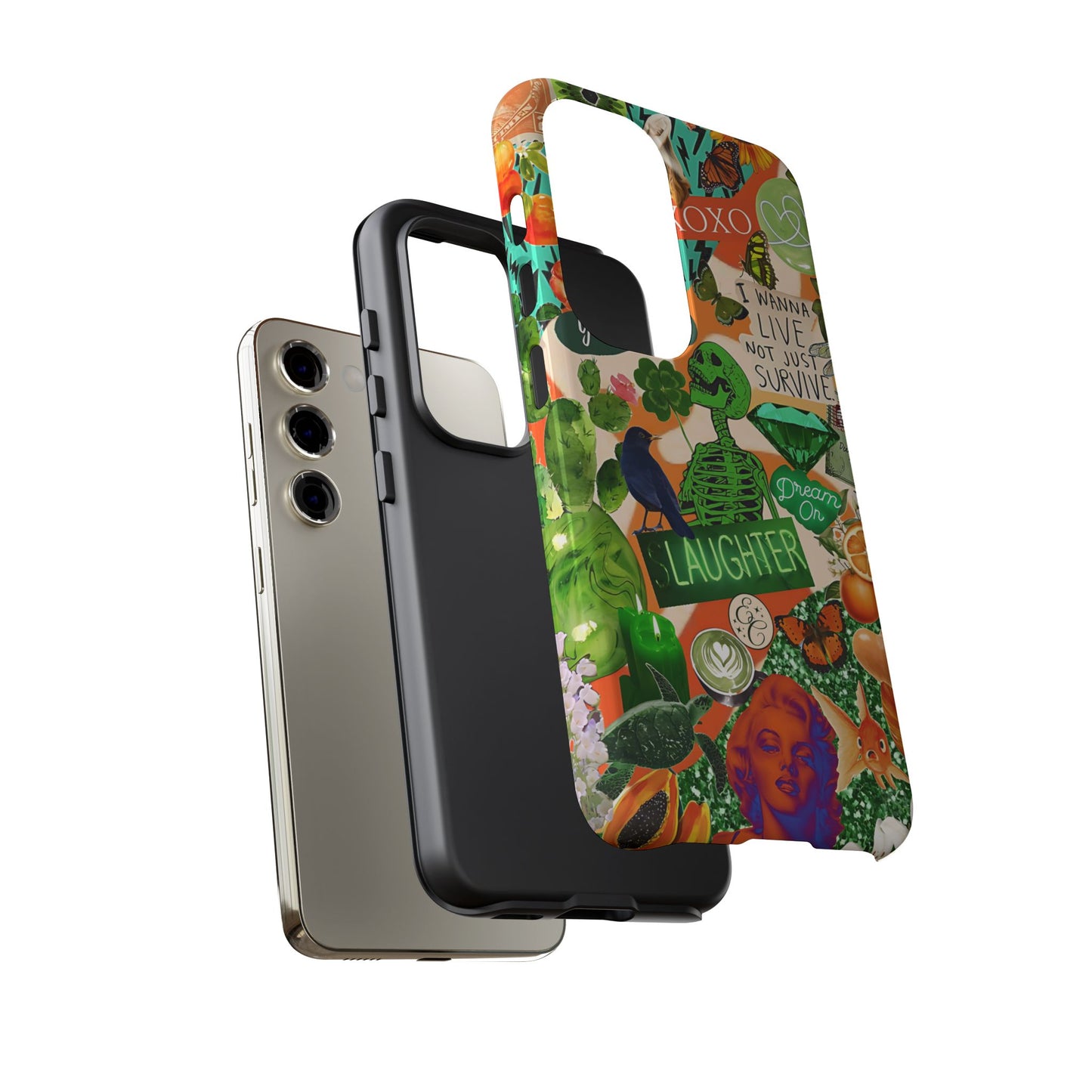 Green and Orange Collage Tough Phone Case