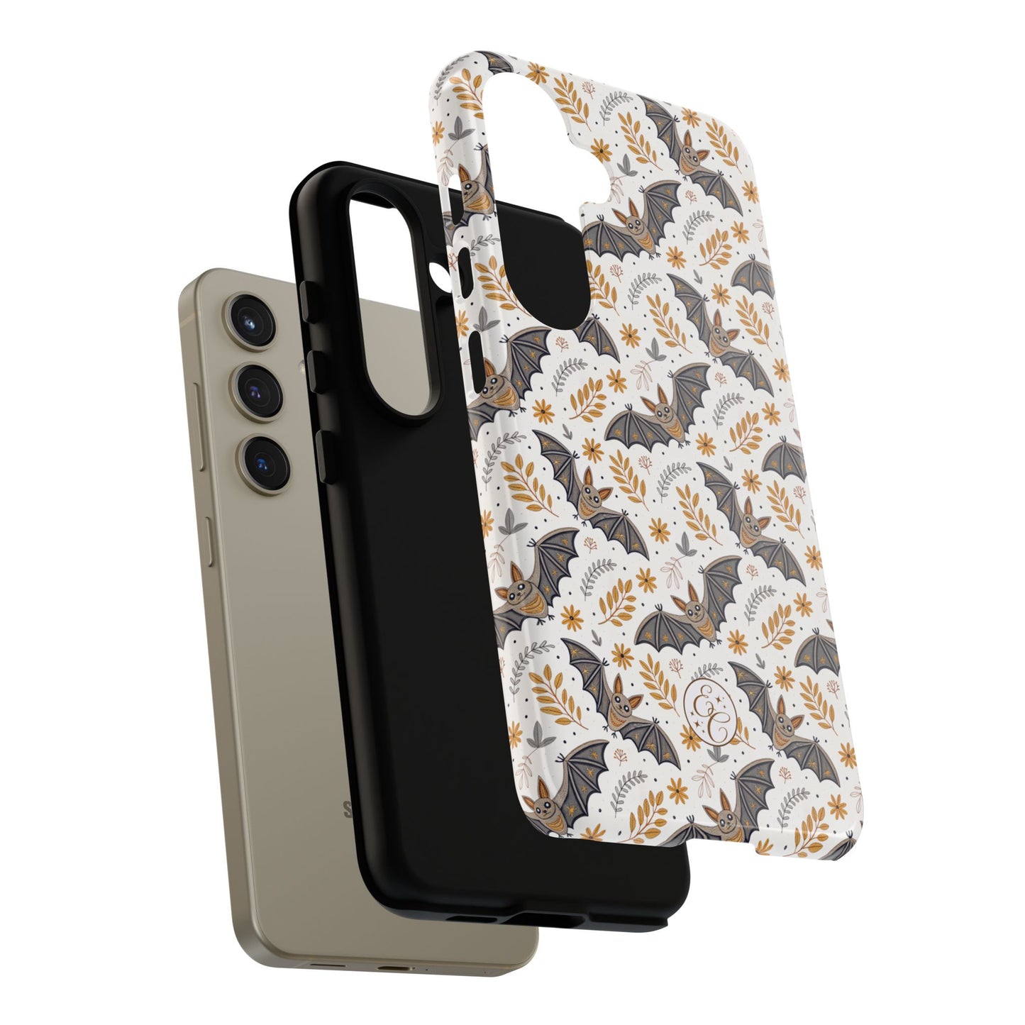 Boho Halloween Bat Pattern Tough Phone Case