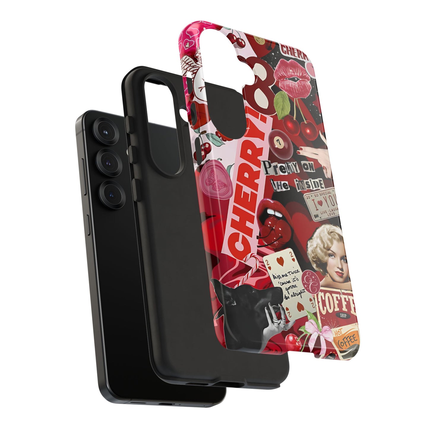 Cherry Theme Retro Collage Tough Phone Case