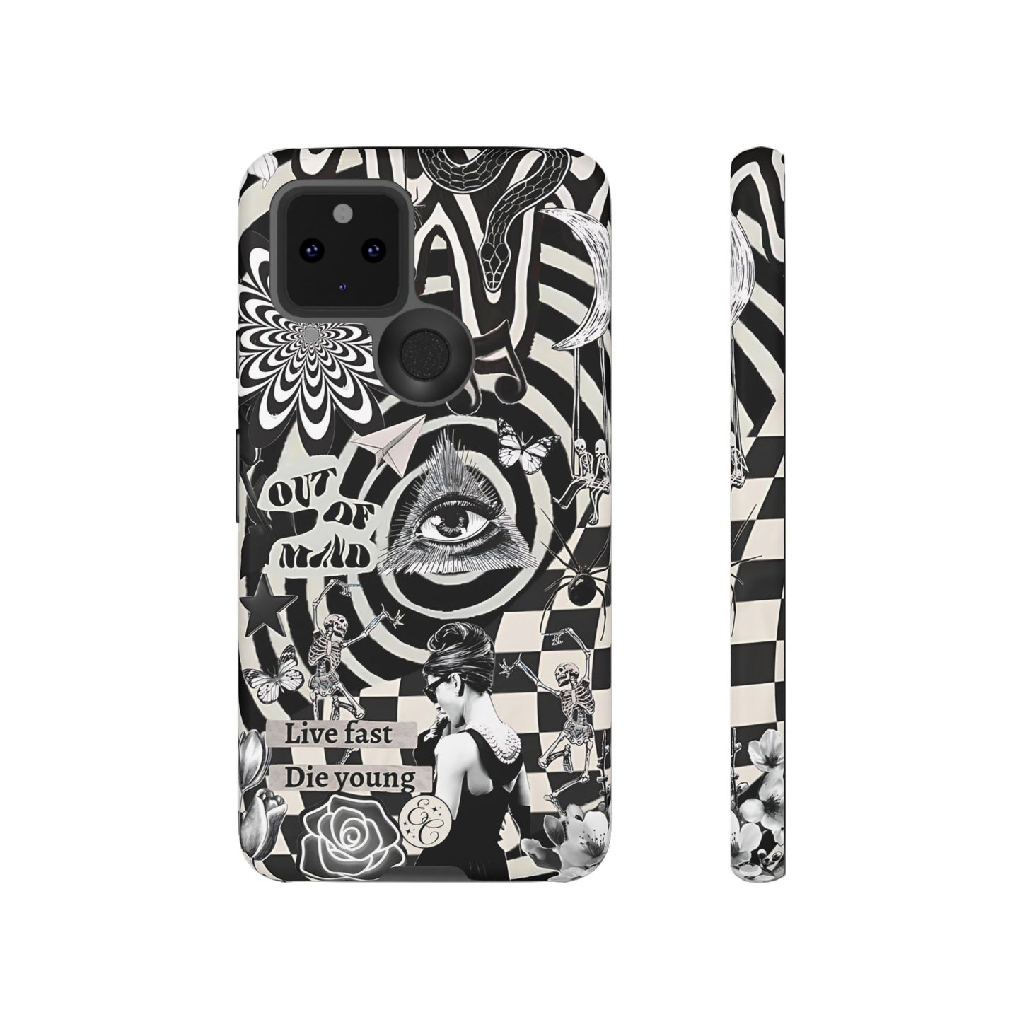 Black and White Psychedelic Art Tough Phone Case