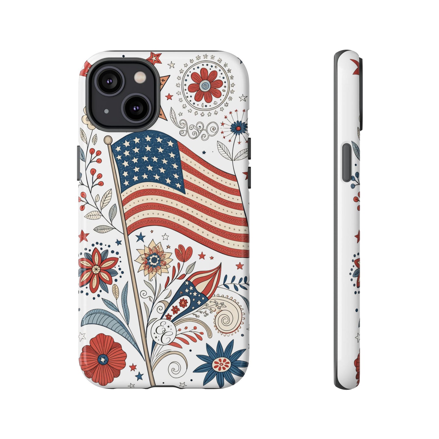 Boho USA Flag Floral Tough Phone Case