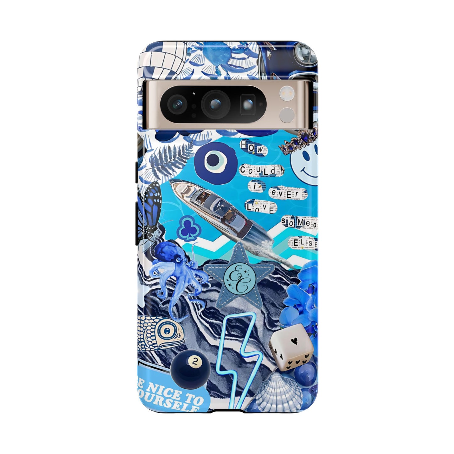 Eclectic Blue Collage Tough Phone Case