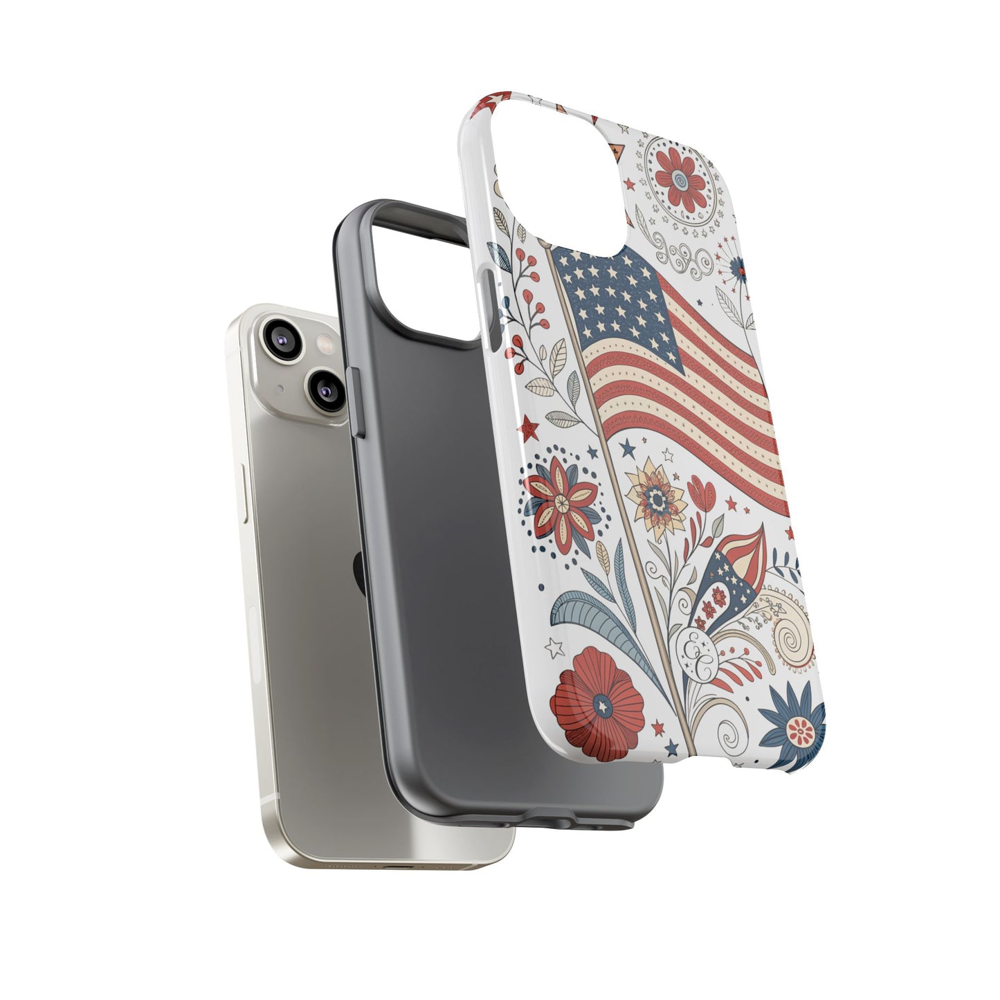 Boho USA Flag Floral Tough Phone Case