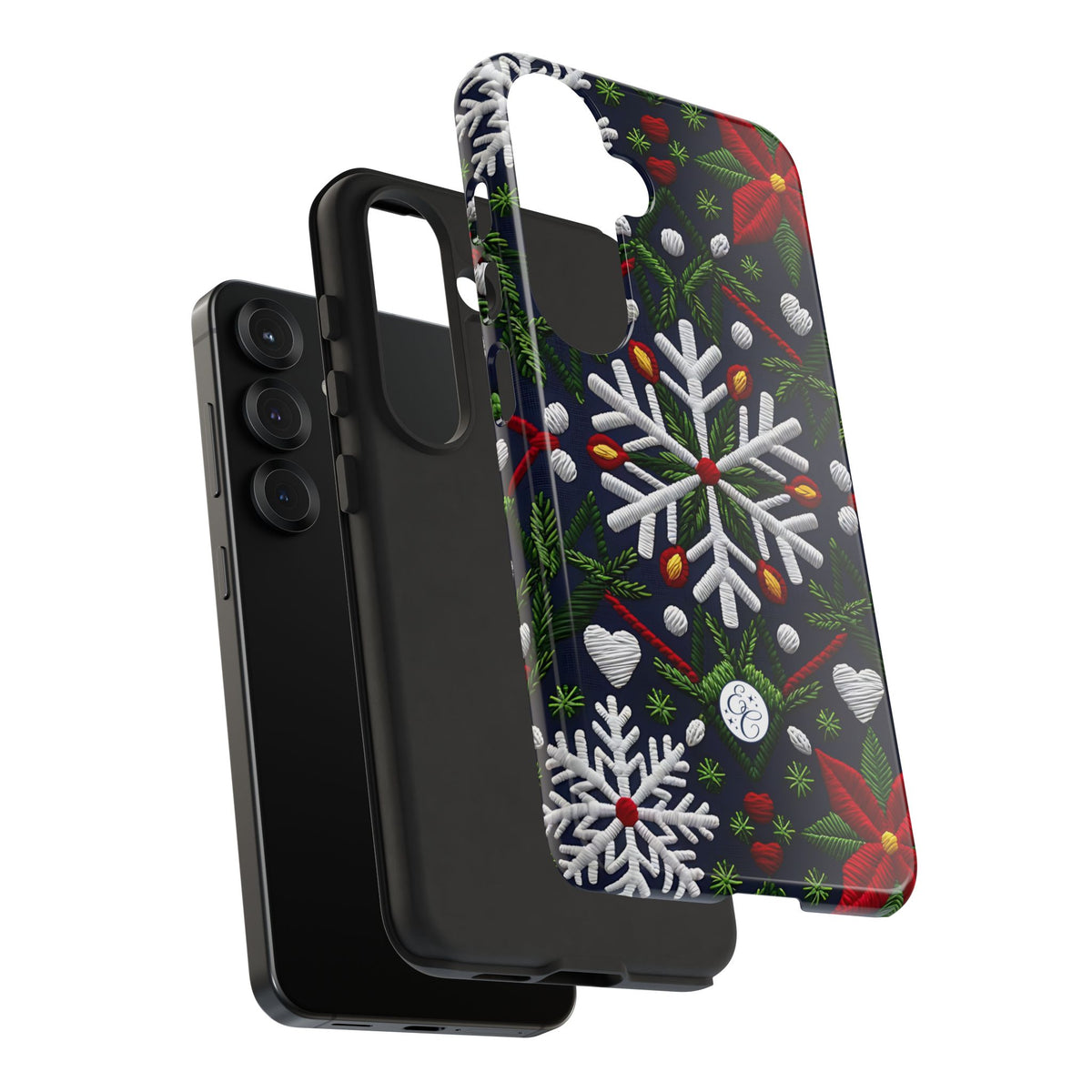 Snowflakes and Poinsettias Phone Case