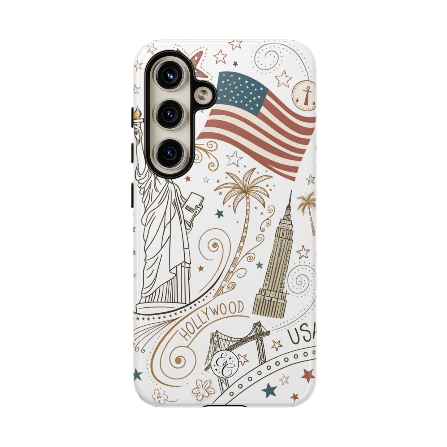 USA Landmarks Boho Doodle Tough Phone Case