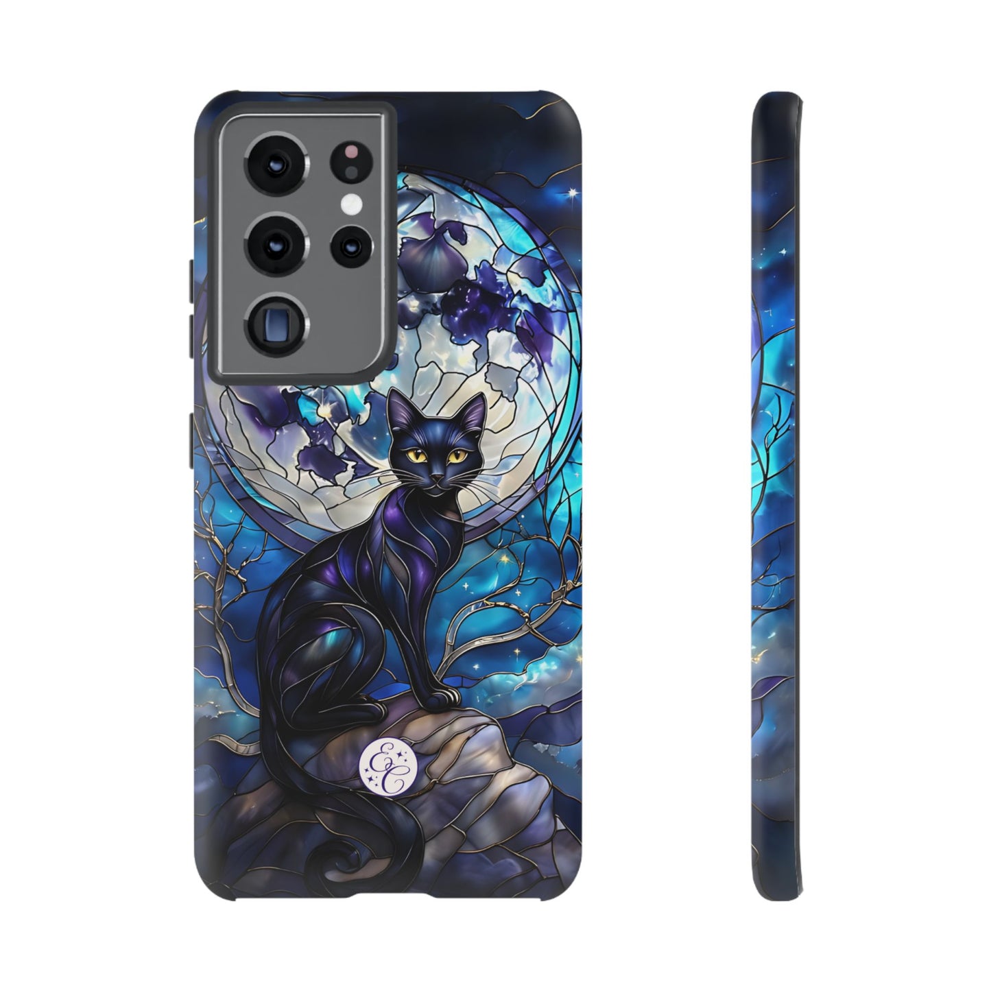 Stained Glass Black Cat Tough Phone Case