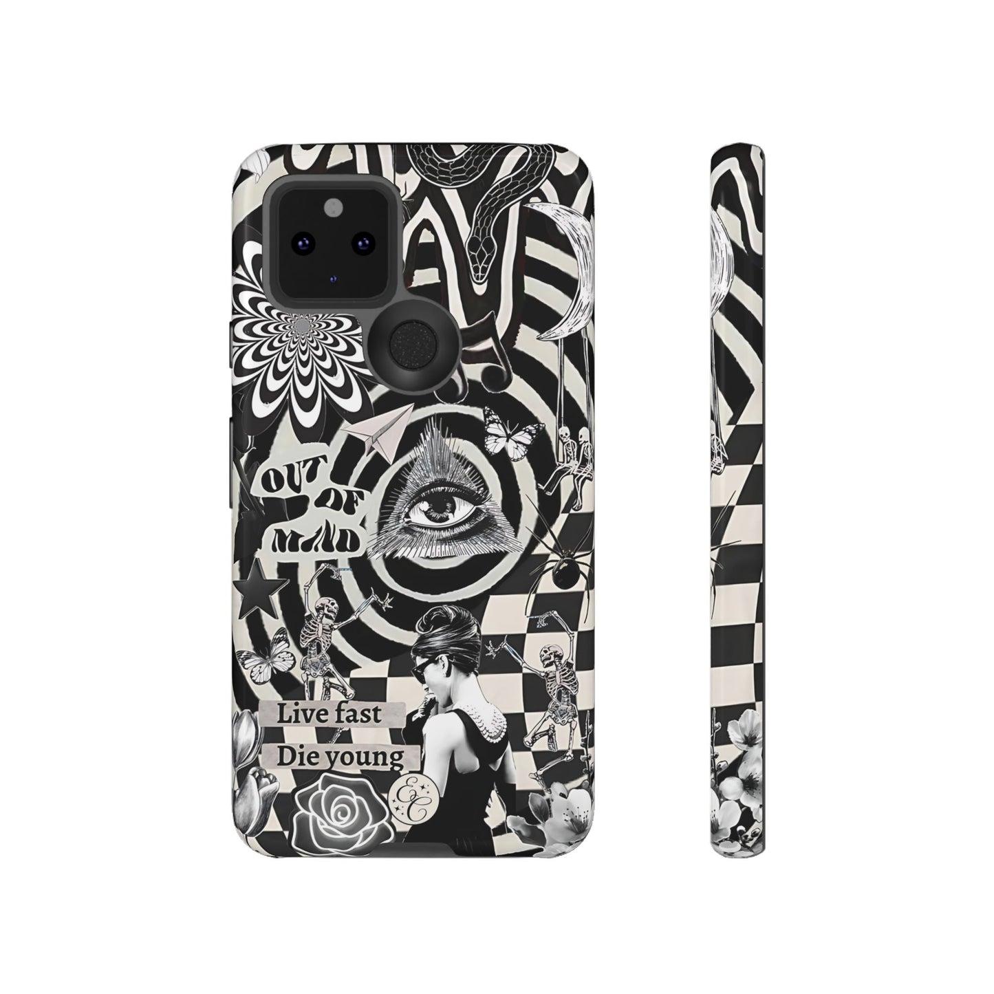 Black and White Psychedelic Art Tough Phone Case