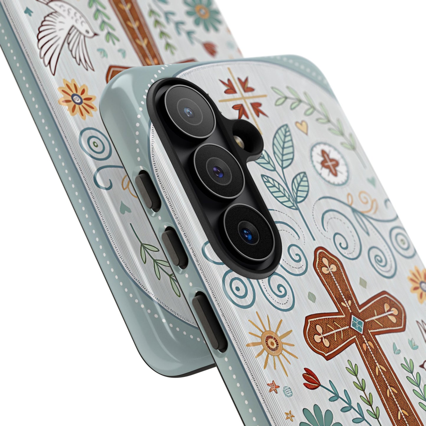 Christian Cross Floral Tough Phone Case