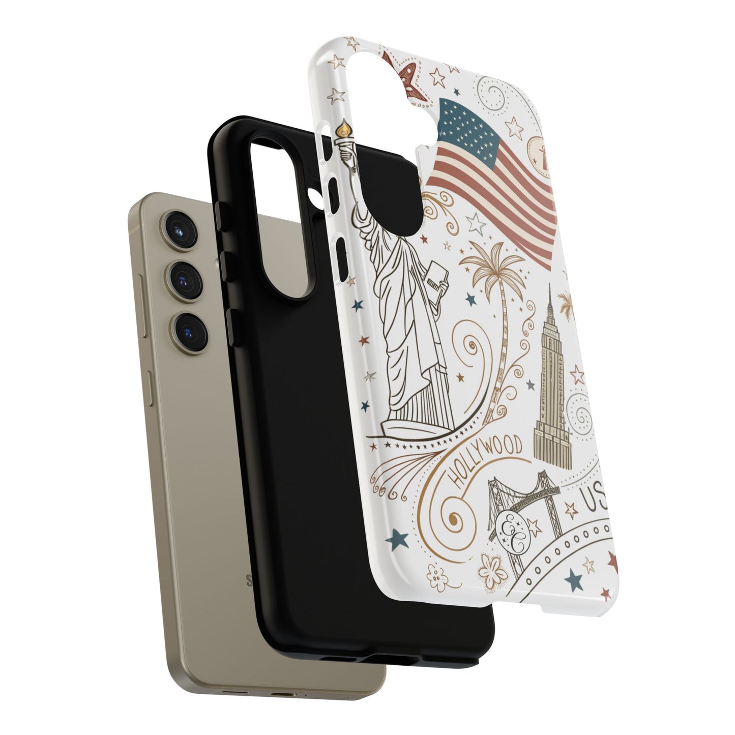 USA Landmarks Boho Doodle Tough Phone Case