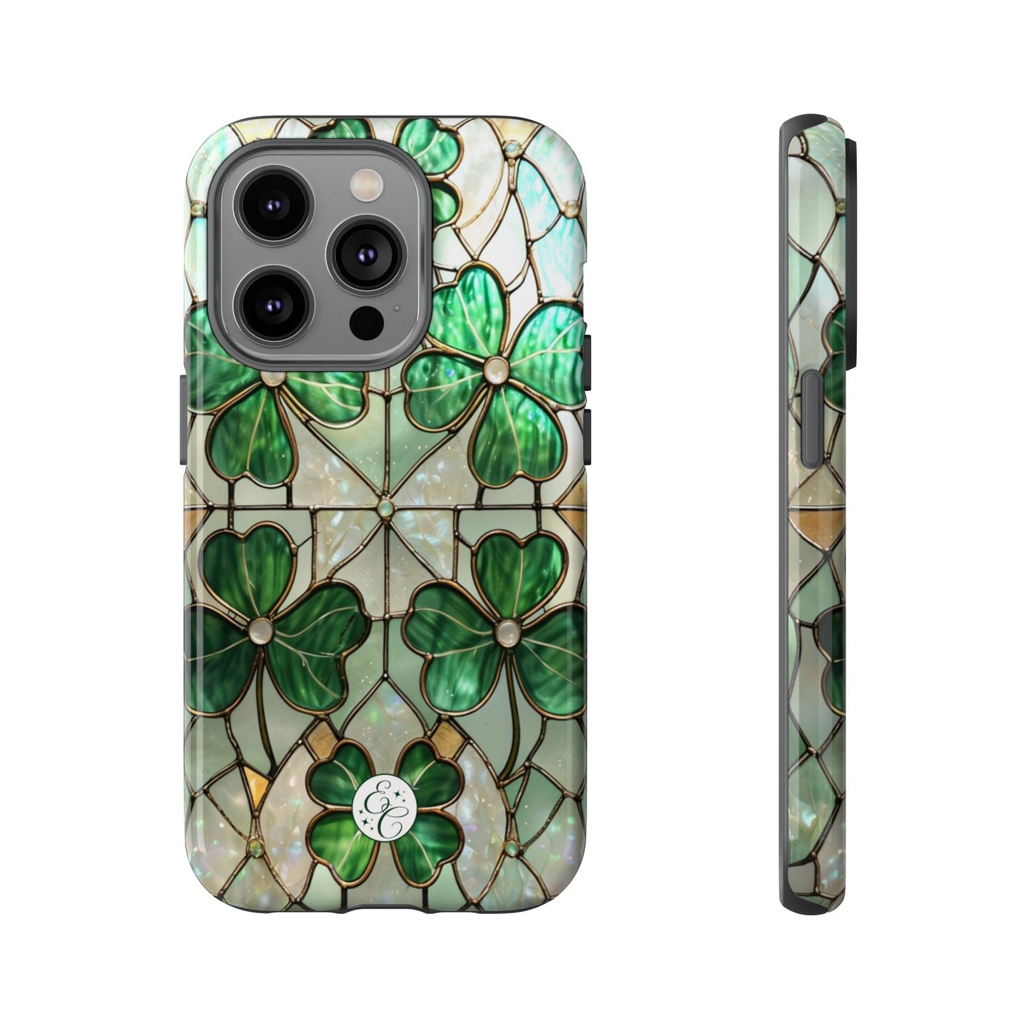 Lucky Clover Stained Glass Pattern Tough Phone Case