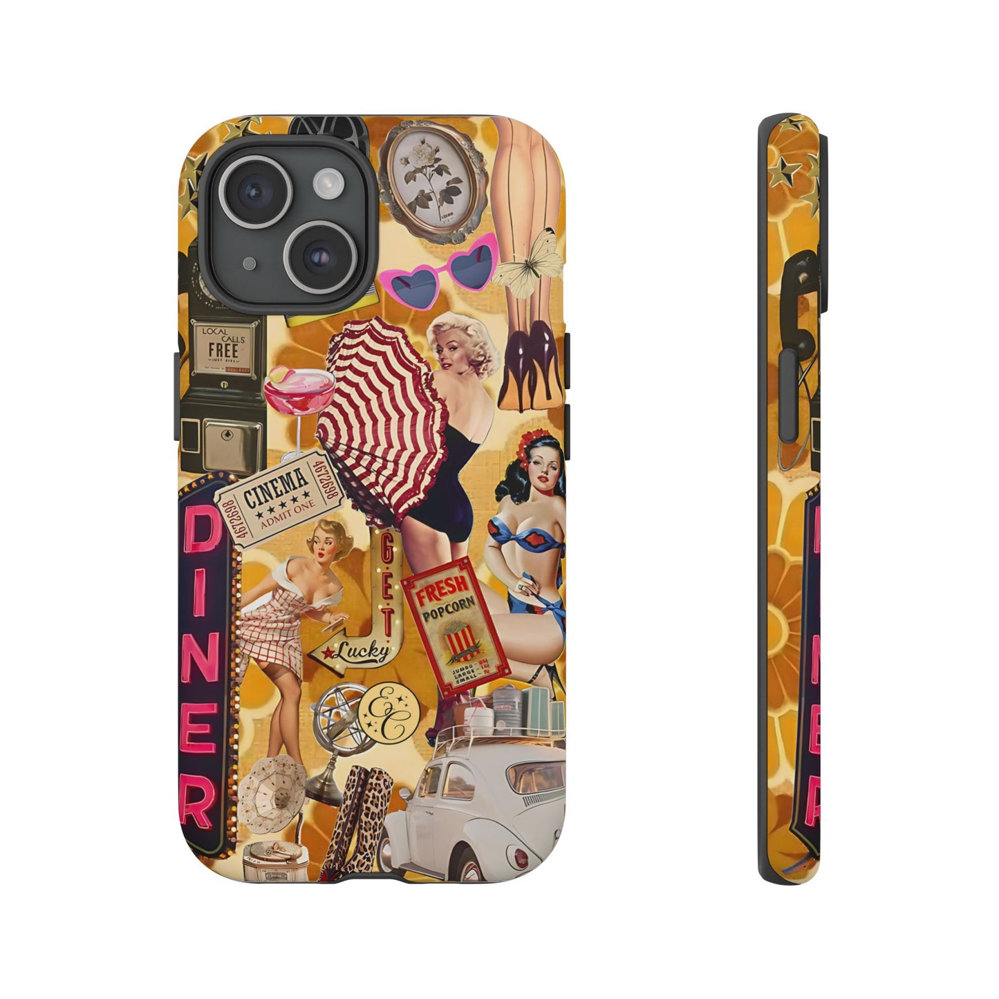 Retro Pin-up Collage Tough Phone Case
