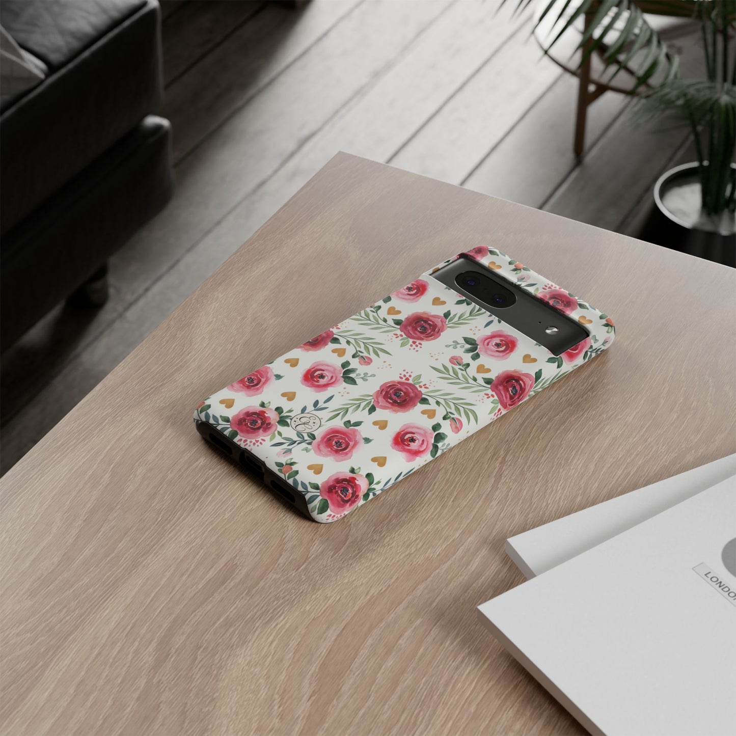 Hearts & Roses Watercolor Pattern Tough Phone Case