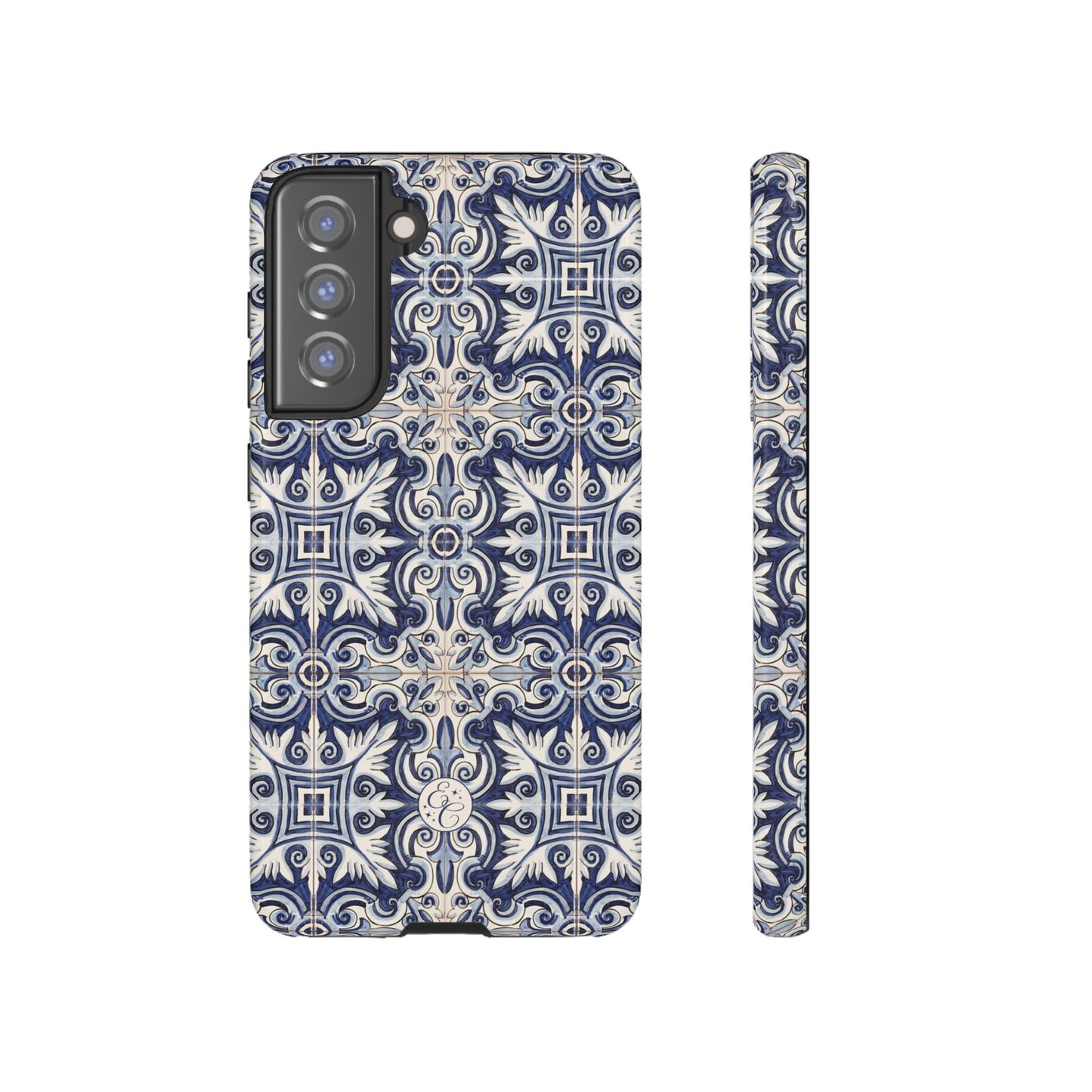 Mediterranean Floral Ceramic Pattern Tough Phone Case