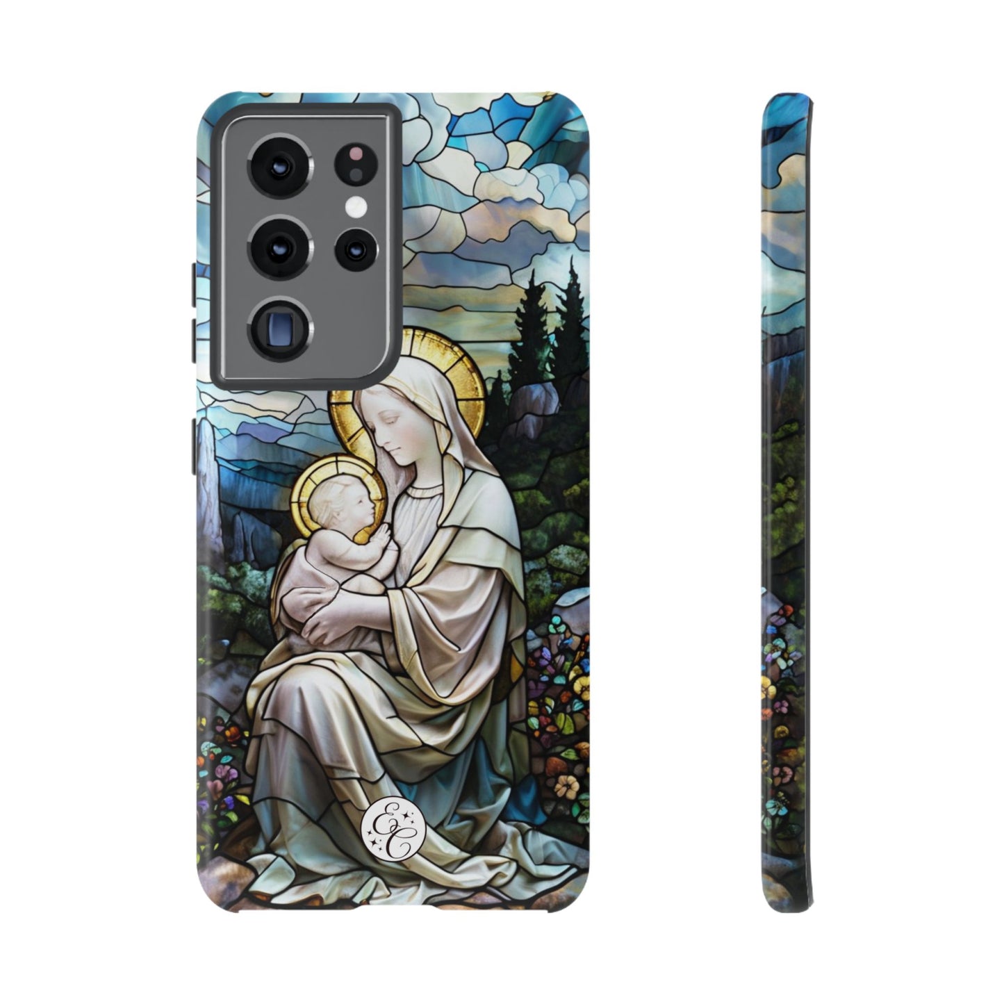 Virgin Mary with Baby Jesus Stained Glass Tough Phone Case
