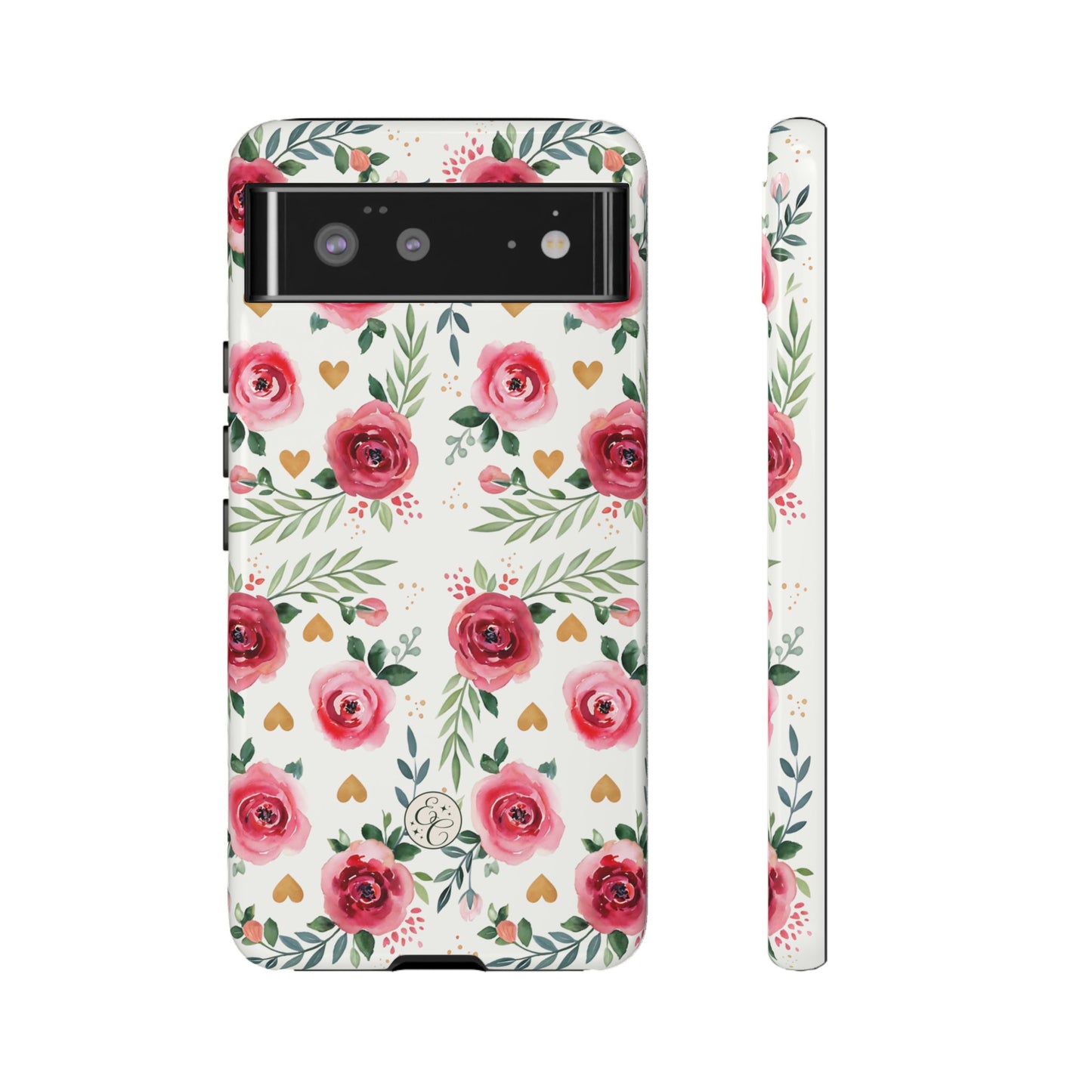 Hearts & Roses Watercolor Pattern Tough Phone Case