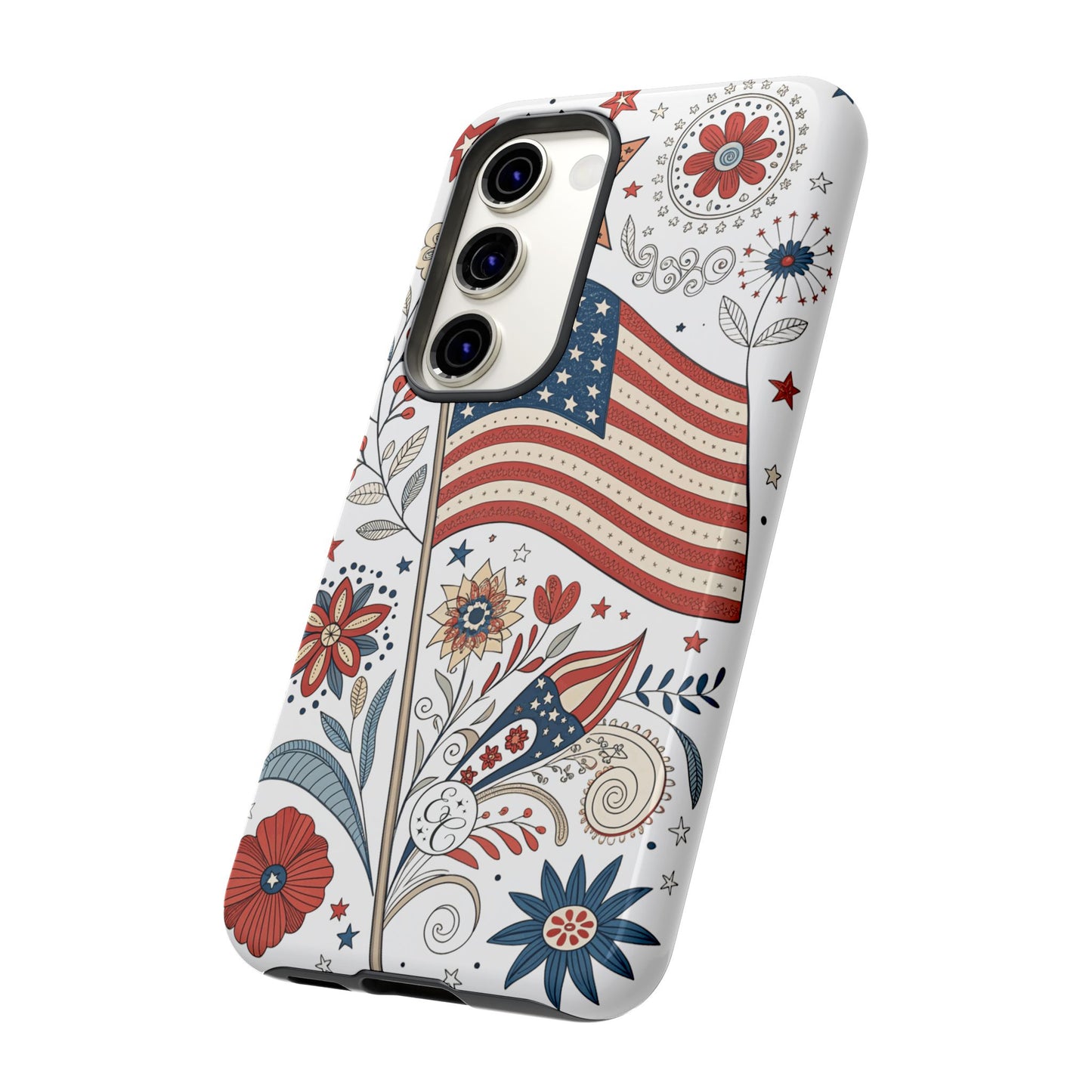 Boho USA Flag Floral Tough Phone Case