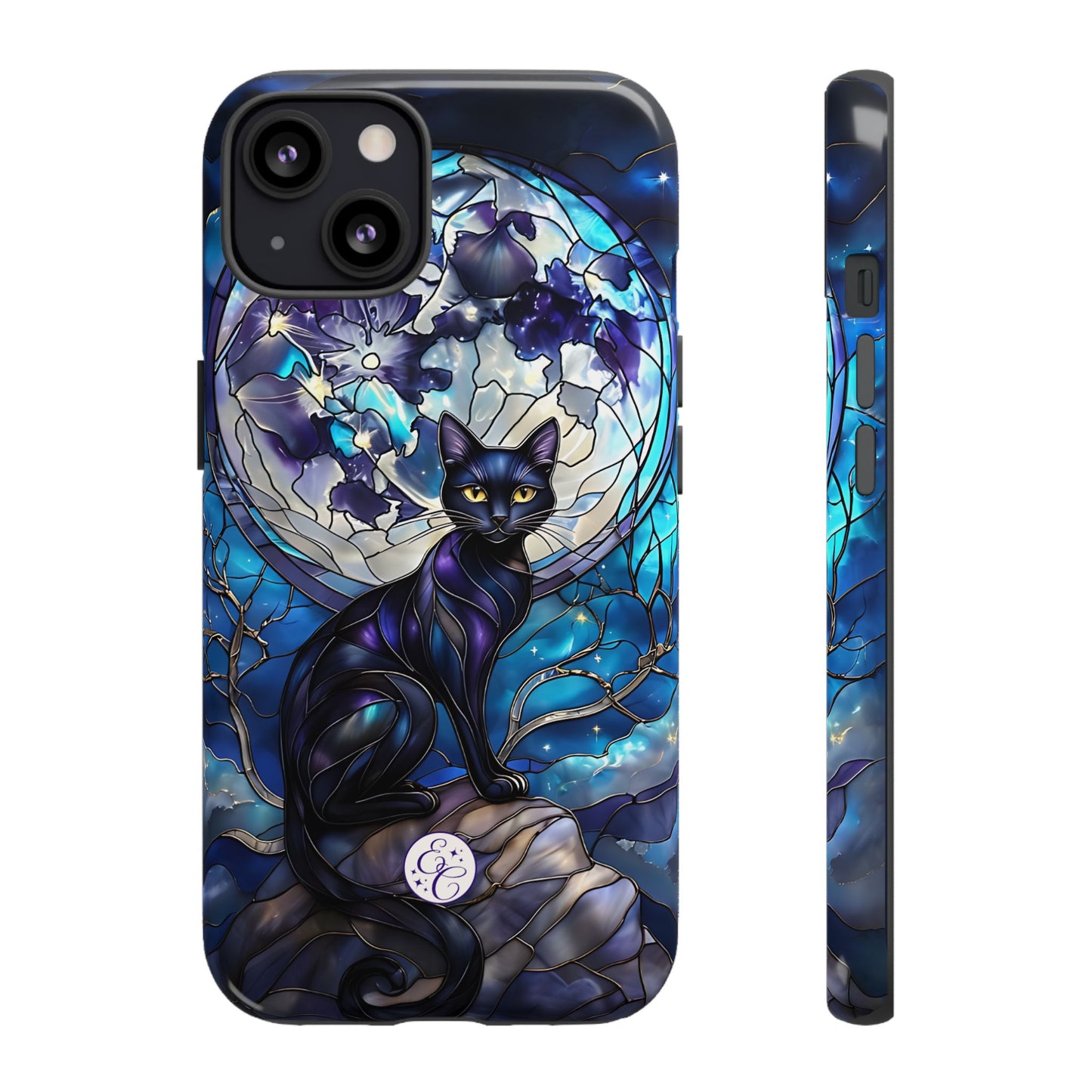Stained Glass Black Cat Tough Phone Case