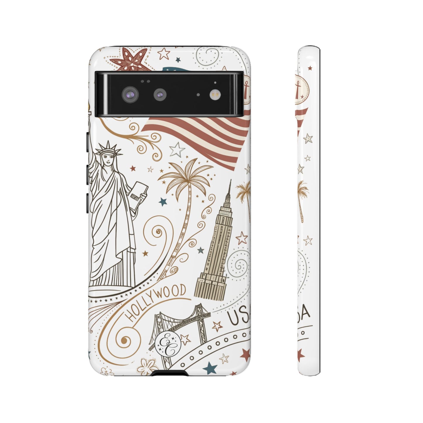 USA Landmarks Boho Doodle Tough Phone Case