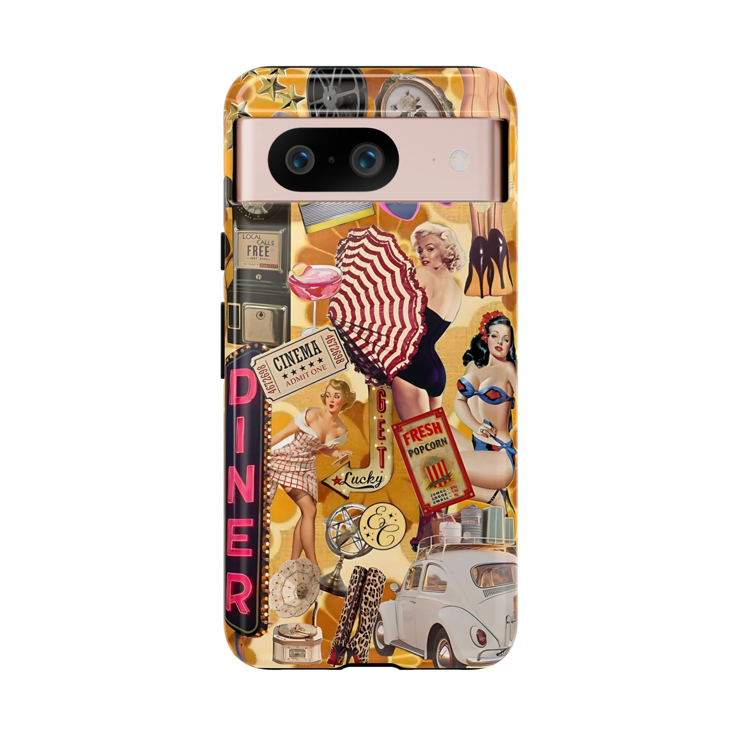 Retro Pin-up Collage Tough Phone Case