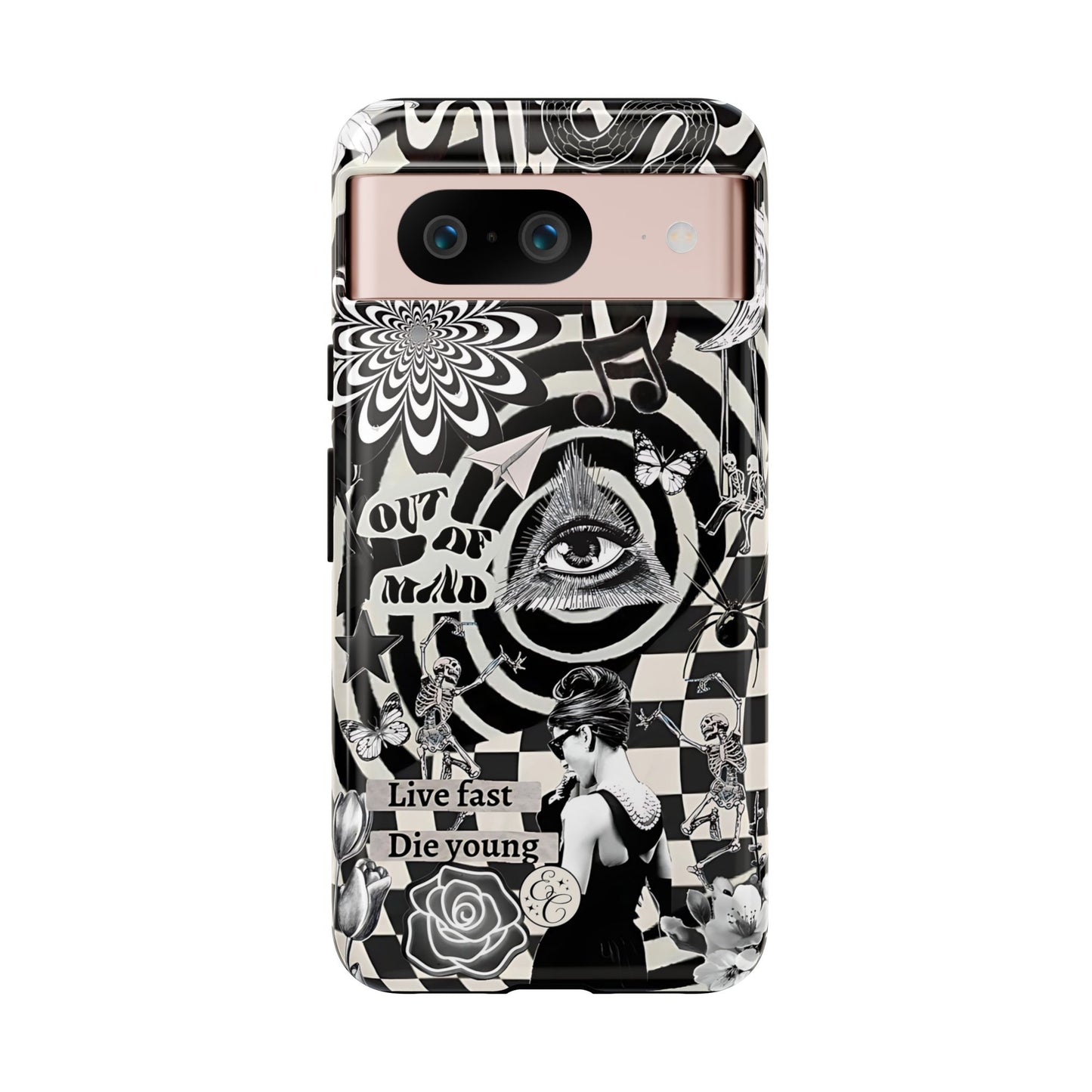 Black and White Psychedelic Art Tough Phone Case