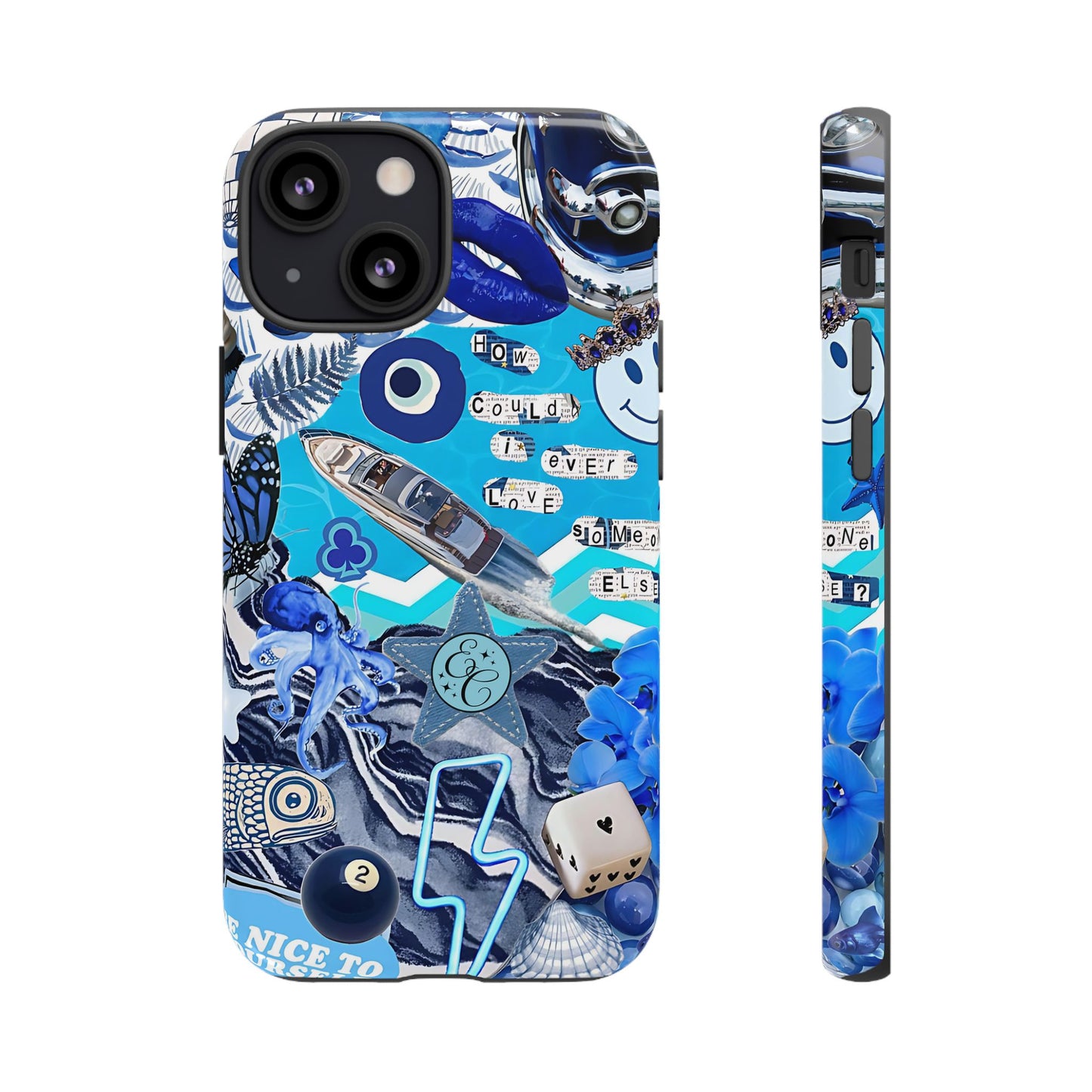 Eclectic Blue Collage Tough Phone Case