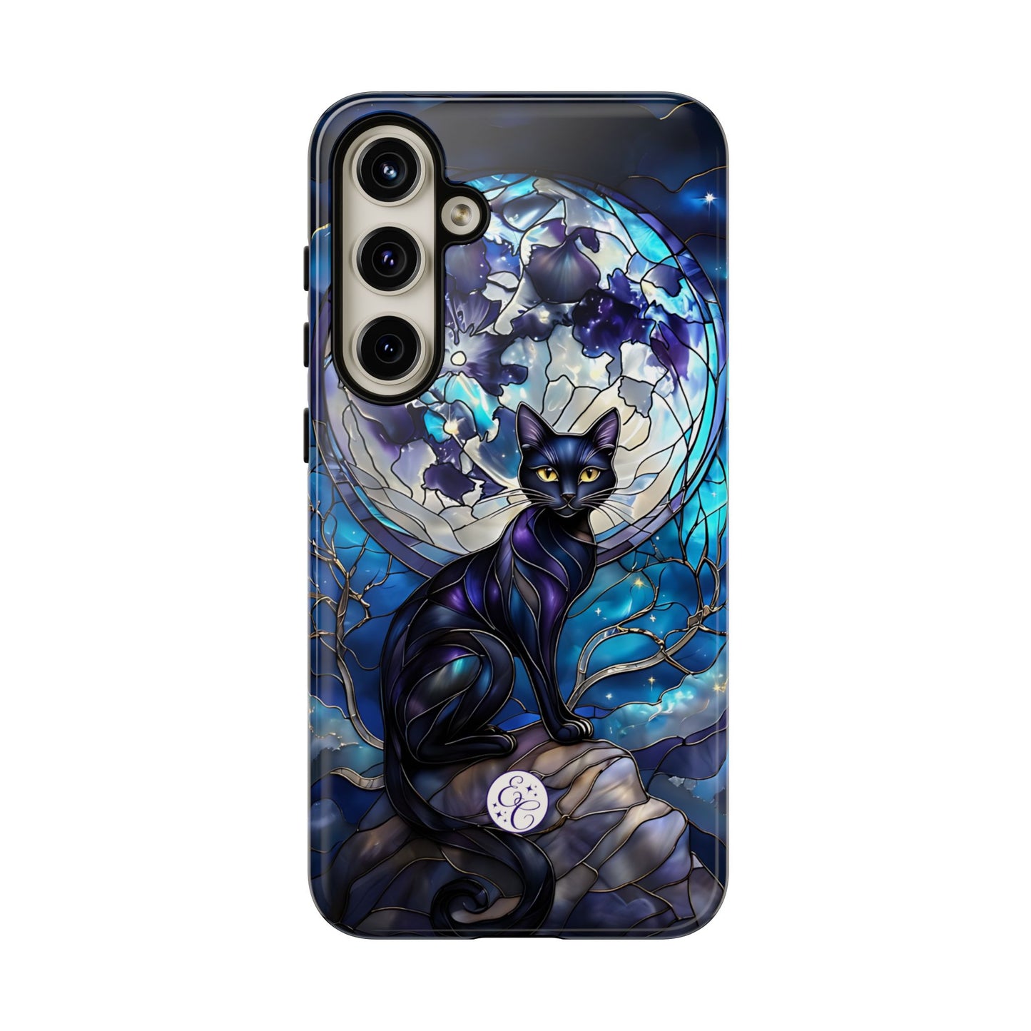 Stained Glass Black Cat Tough Phone Case