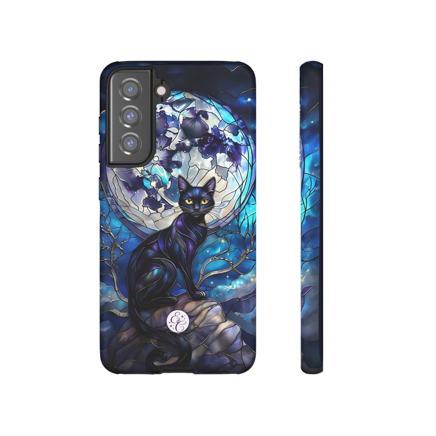 Stained Glass Black Cat Tough Phone Case