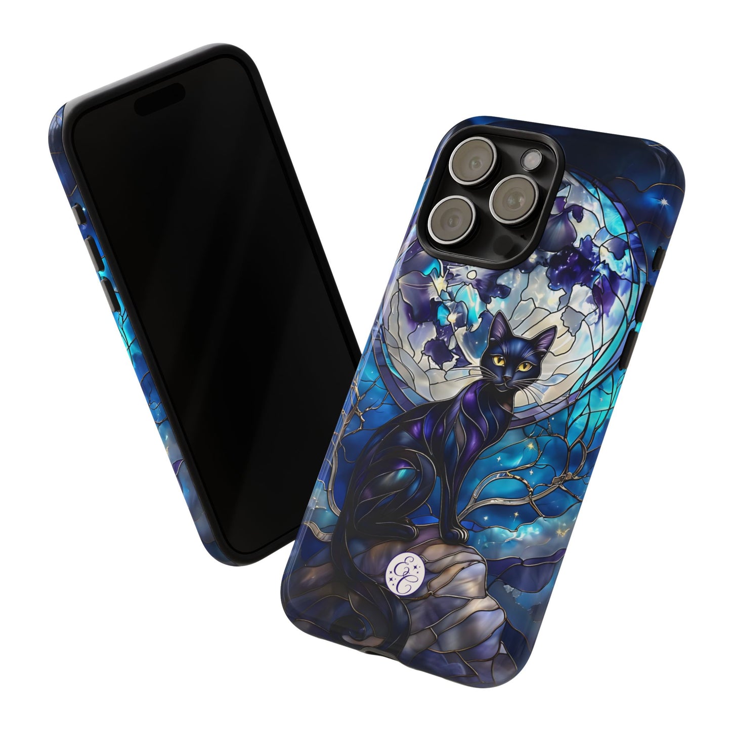 Stained Glass Black Cat Tough Phone Case