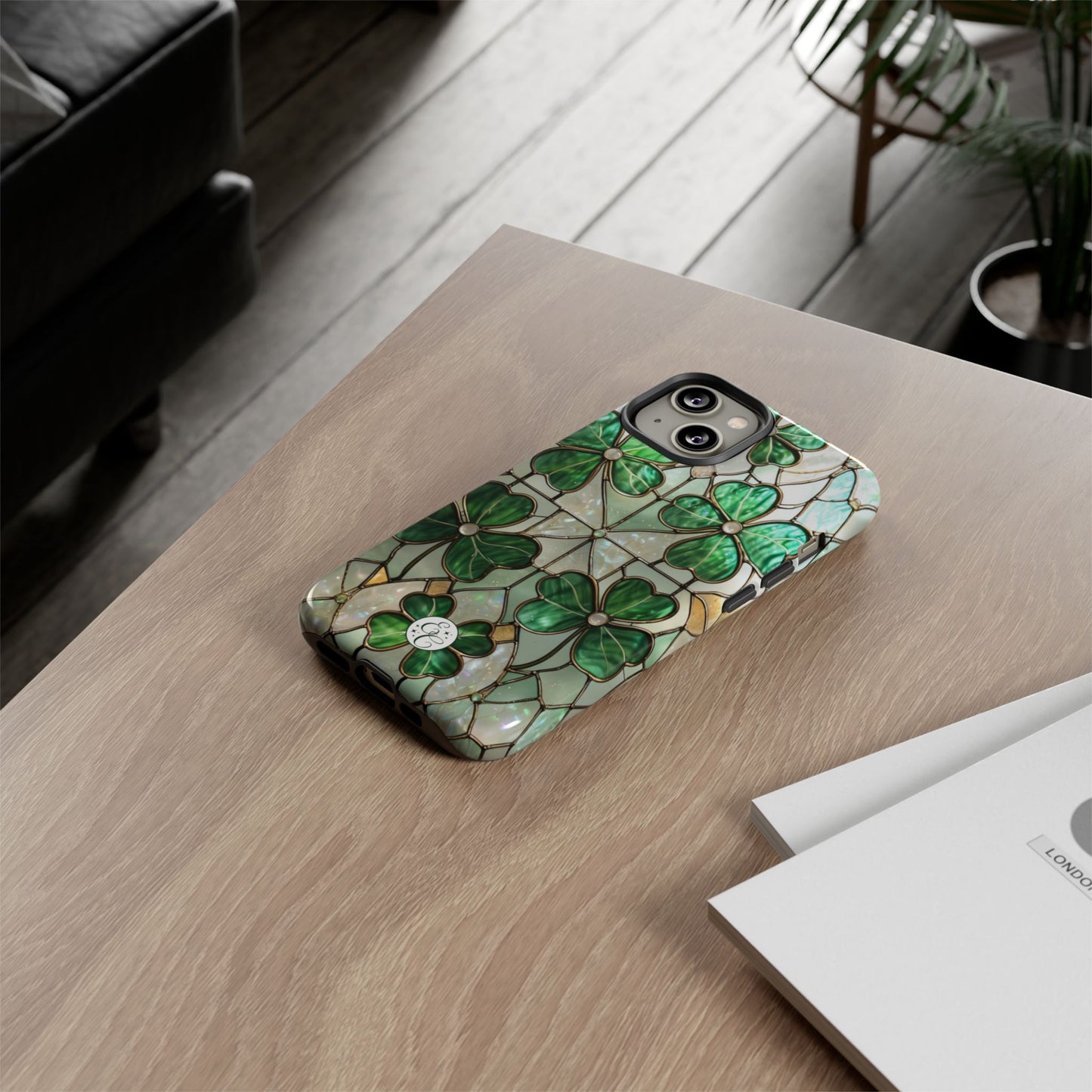 Lucky Clover Stained Glass Pattern Tough Phone Case