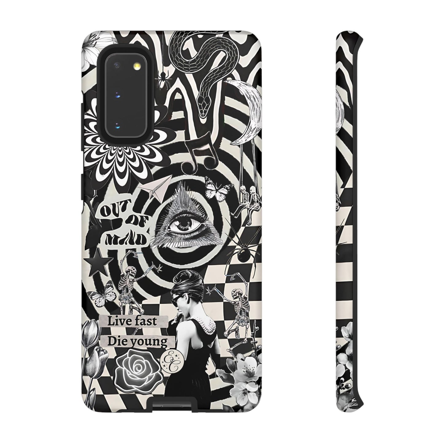 Black and White Psychedelic Art Tough Phone Case