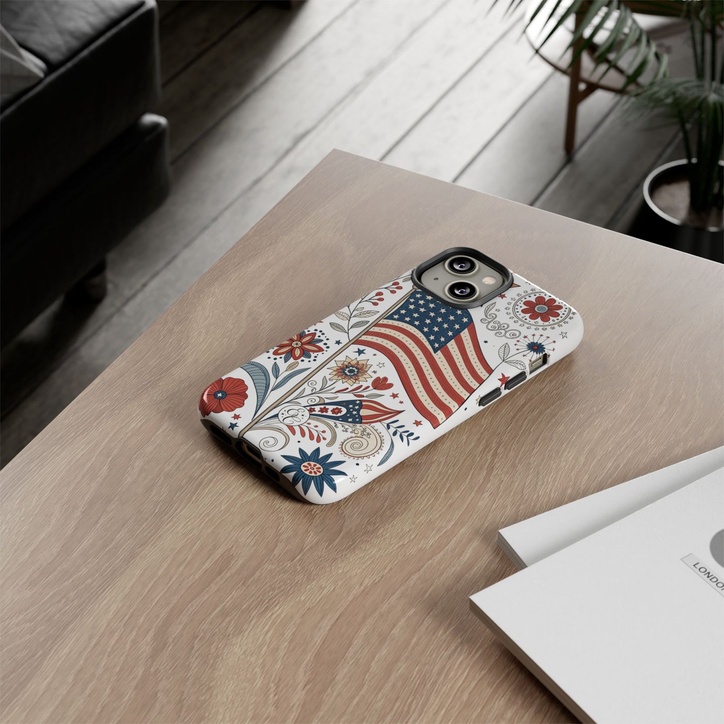 Boho USA Flag Floral Tough Phone Case