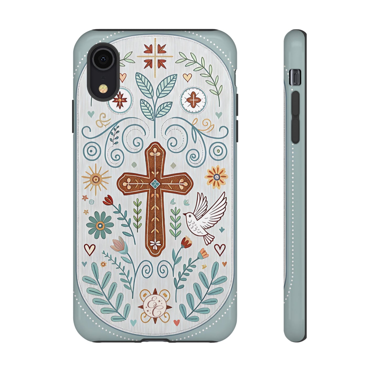 Christian Cross Floral Tough Phone Case