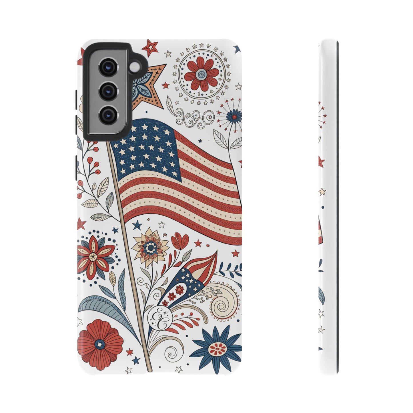 Boho USA Flag Floral Tough Phone Case
