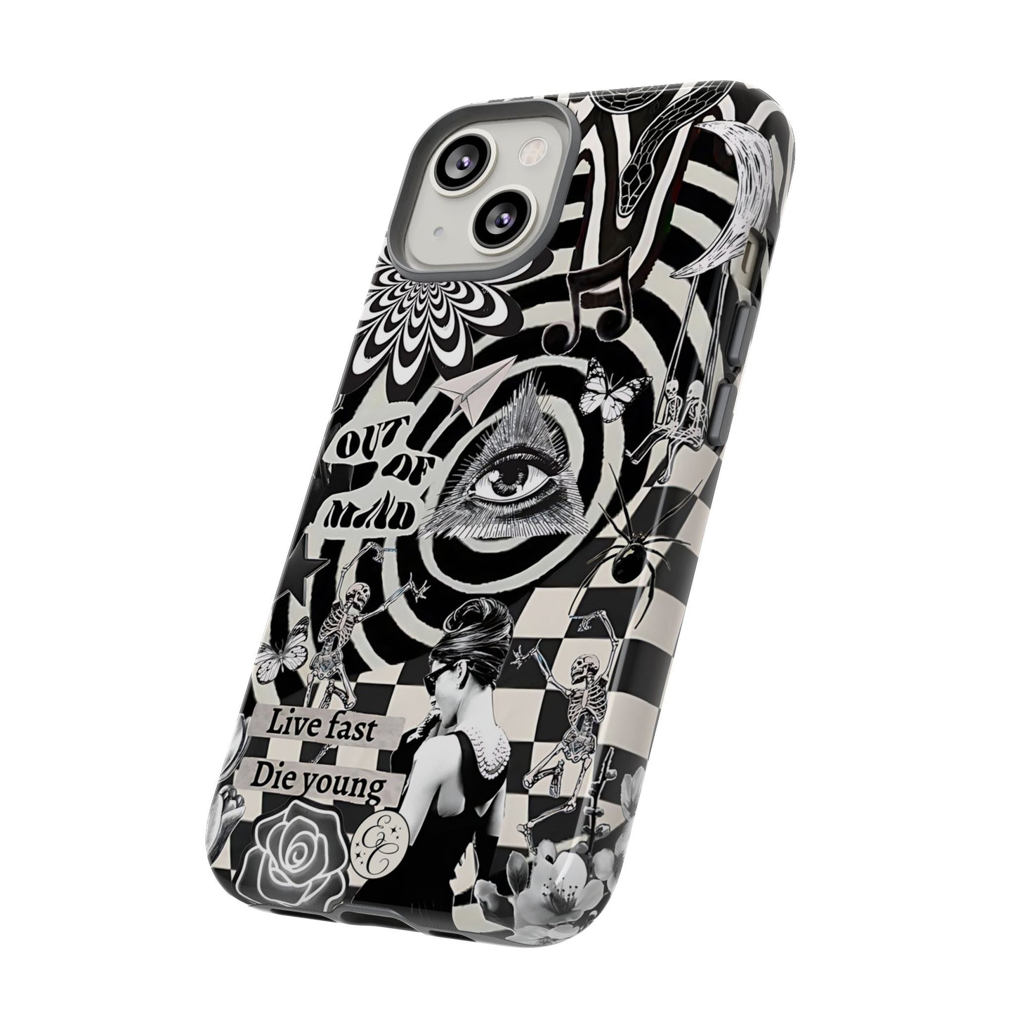 Black and White Psychedelic Art Tough Phone Case
