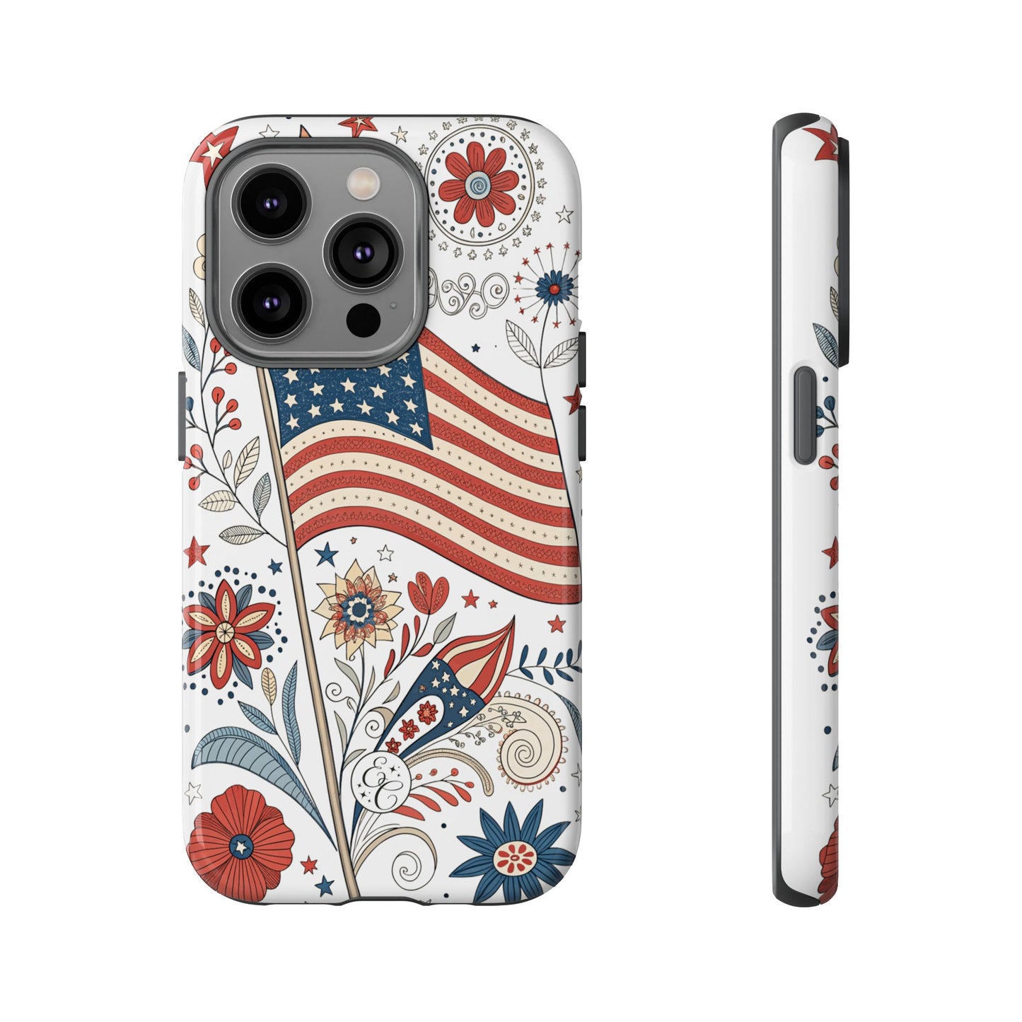 Boho USA Flag Floral Tough Phone Case