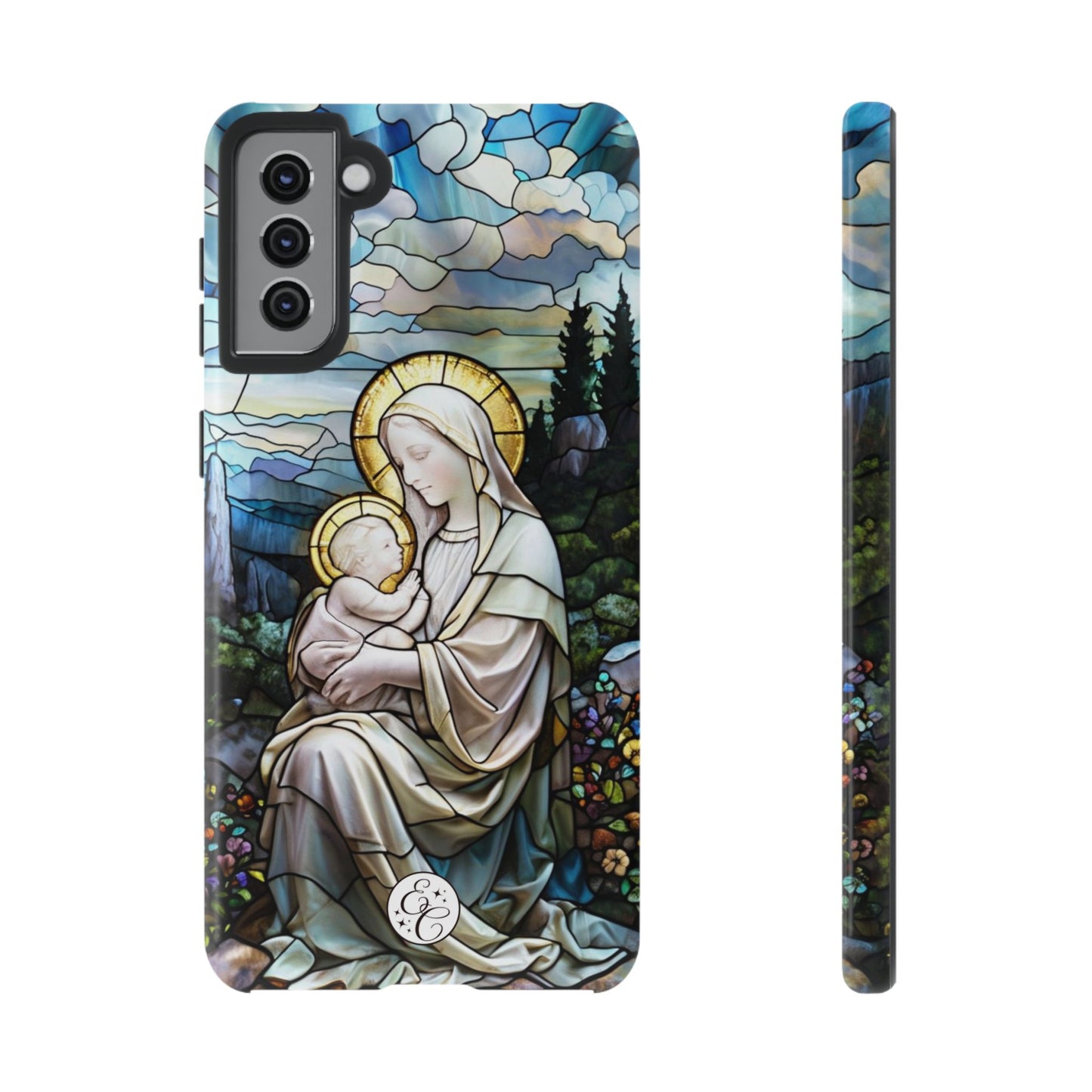 Virgin Mary with Baby Jesus Stained Glass Tough Phone Case