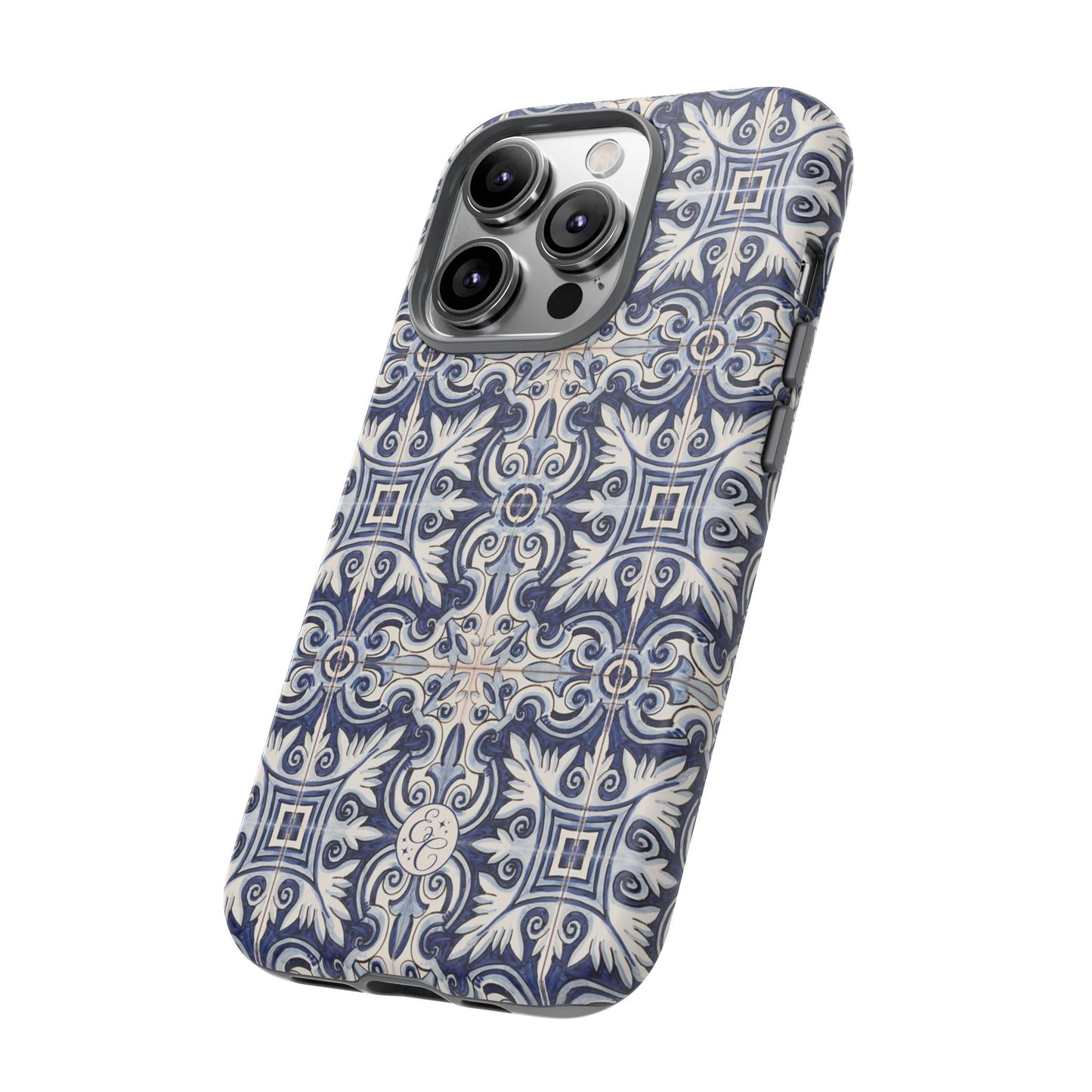 Mediterranean Floral Ceramic Pattern Tough Phone Case