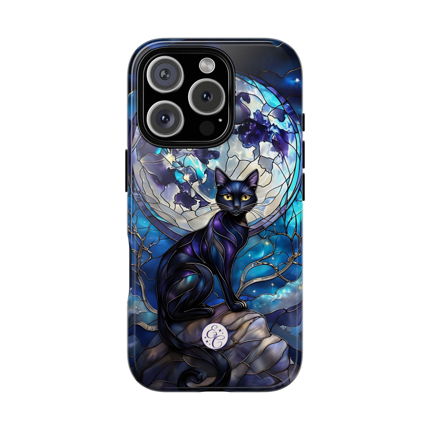 Stained Glass Black Cat Tough Phone Case
