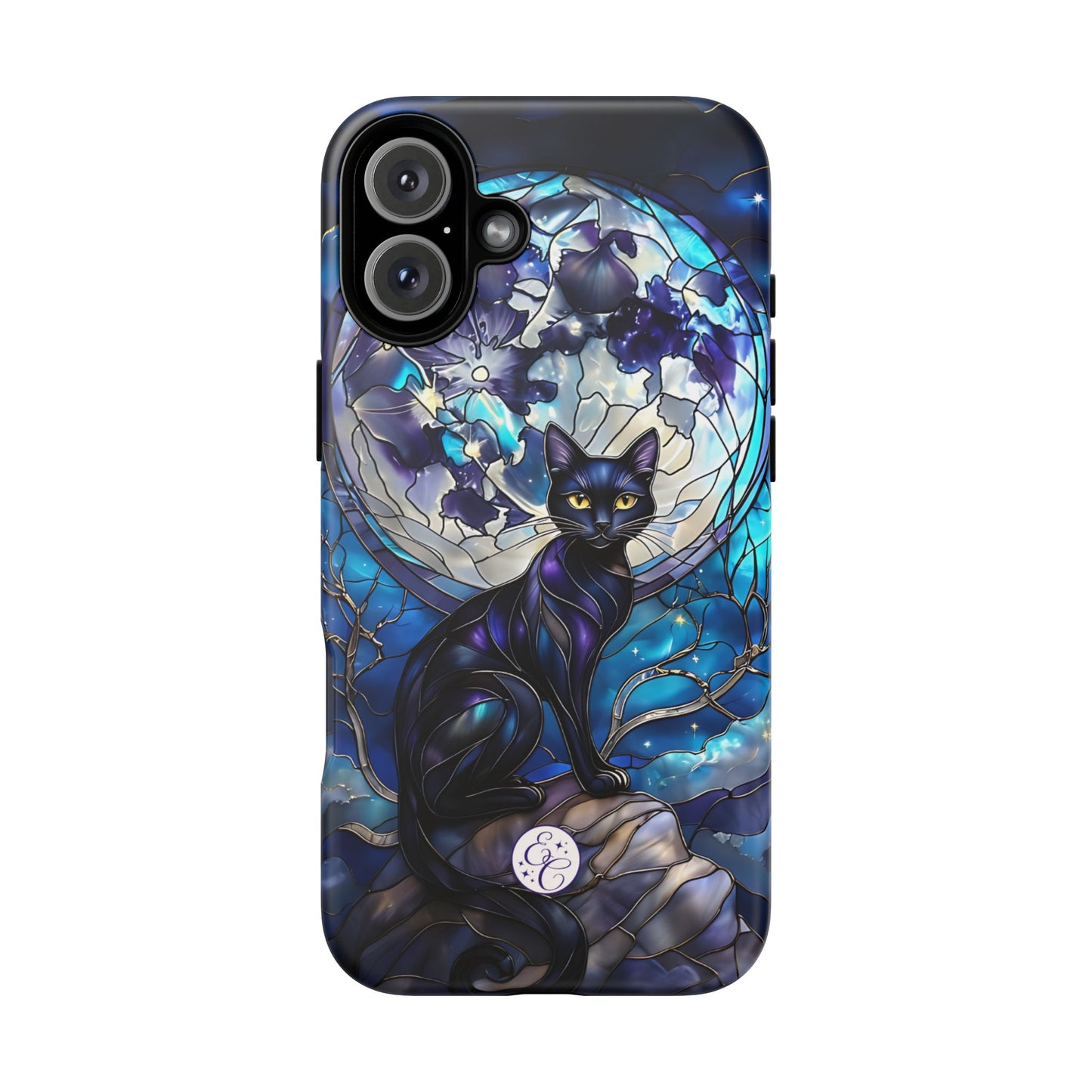 Stained Glass Black Cat Tough Phone Case
