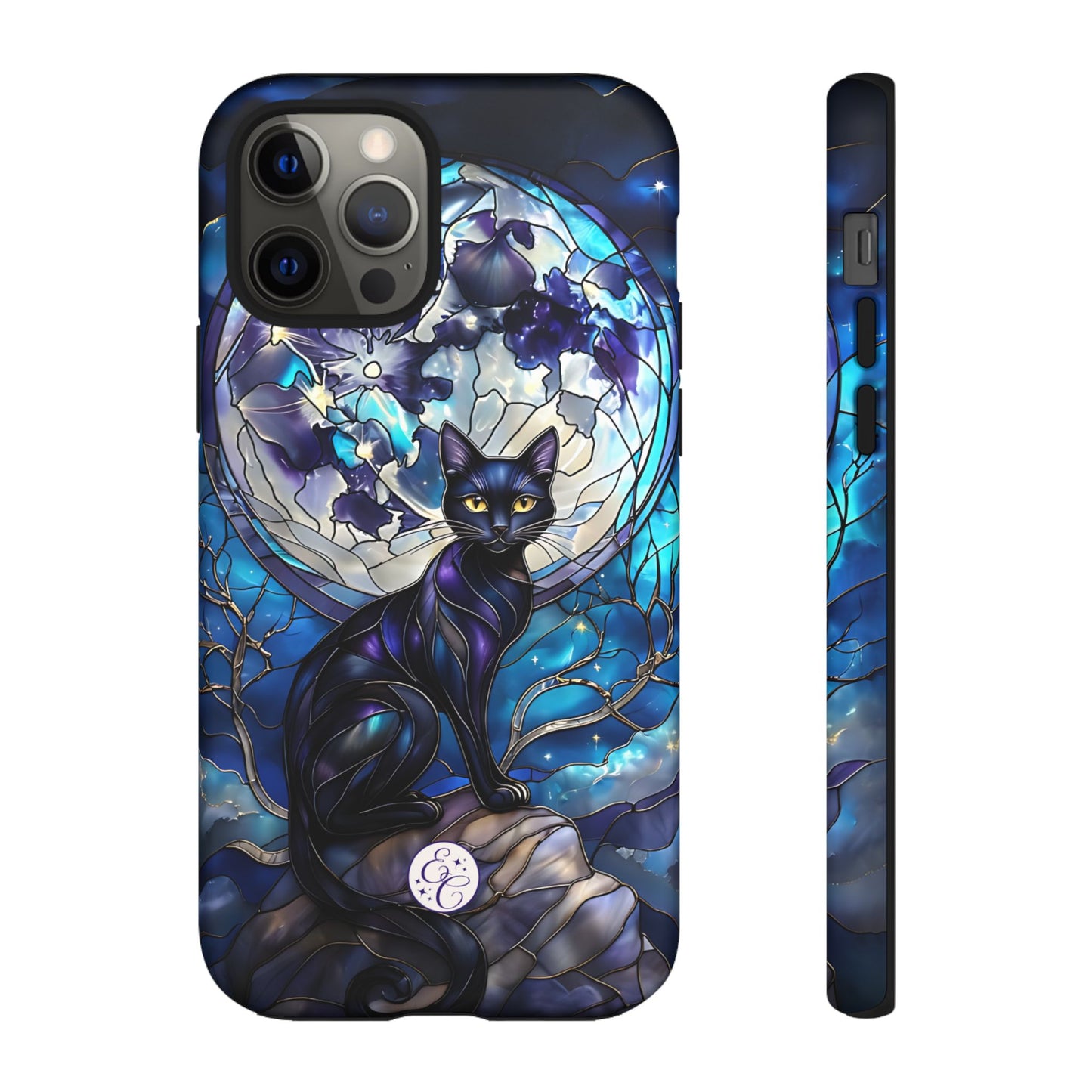 Stained Glass Black Cat Tough Phone Case
